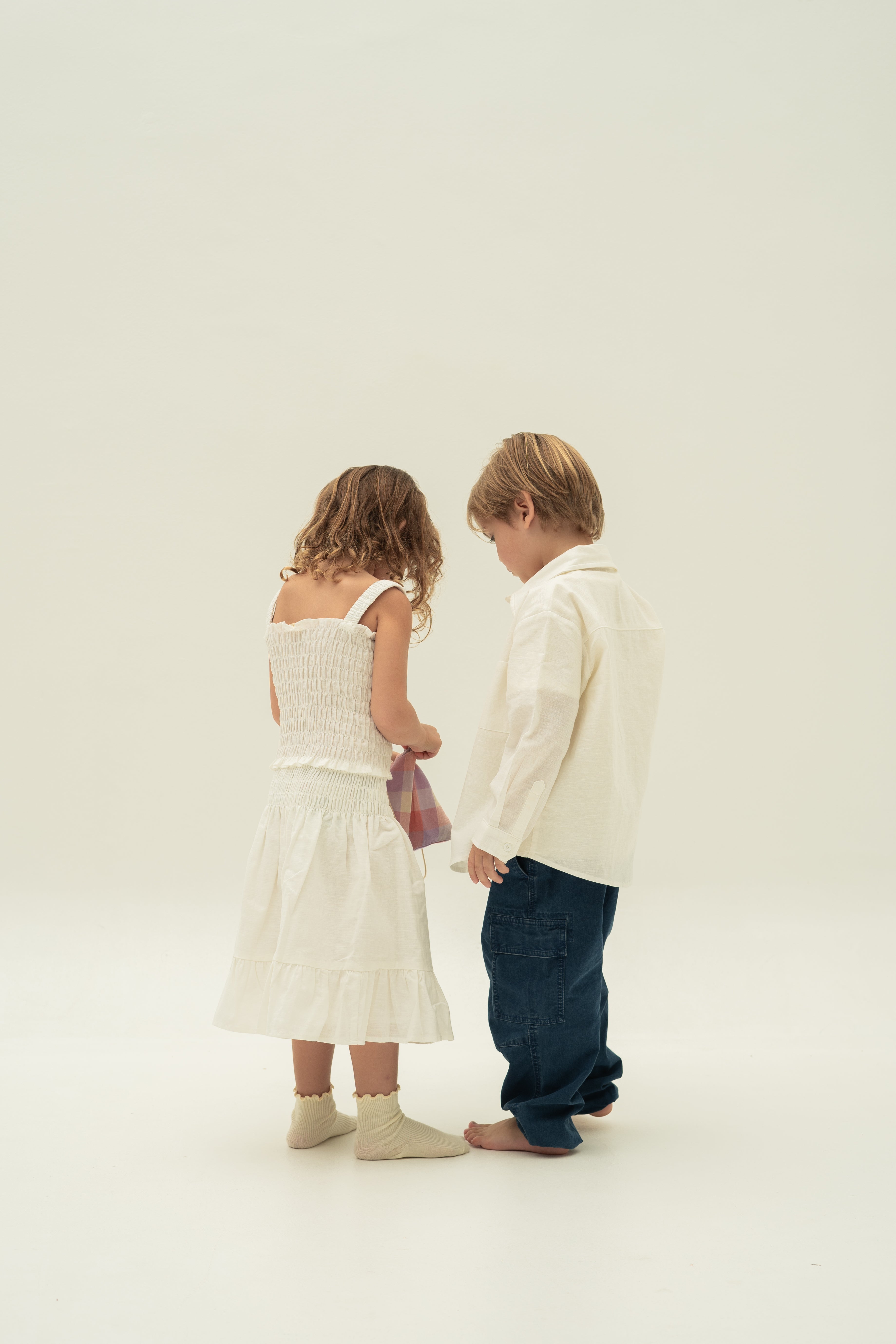 Mini Mandarin Collar Shirt in White
