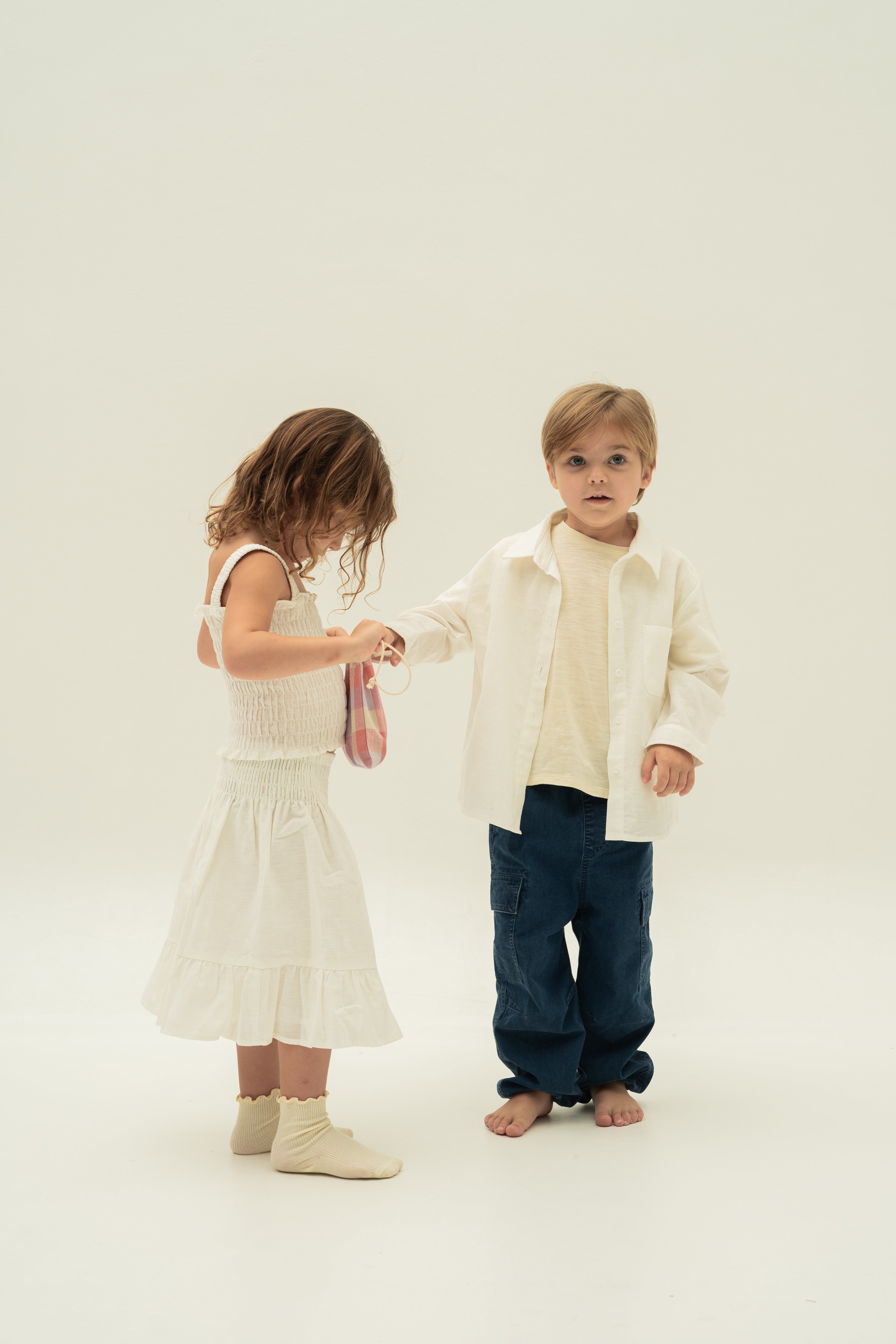 Mini Mandarin Collar Shirt in White
