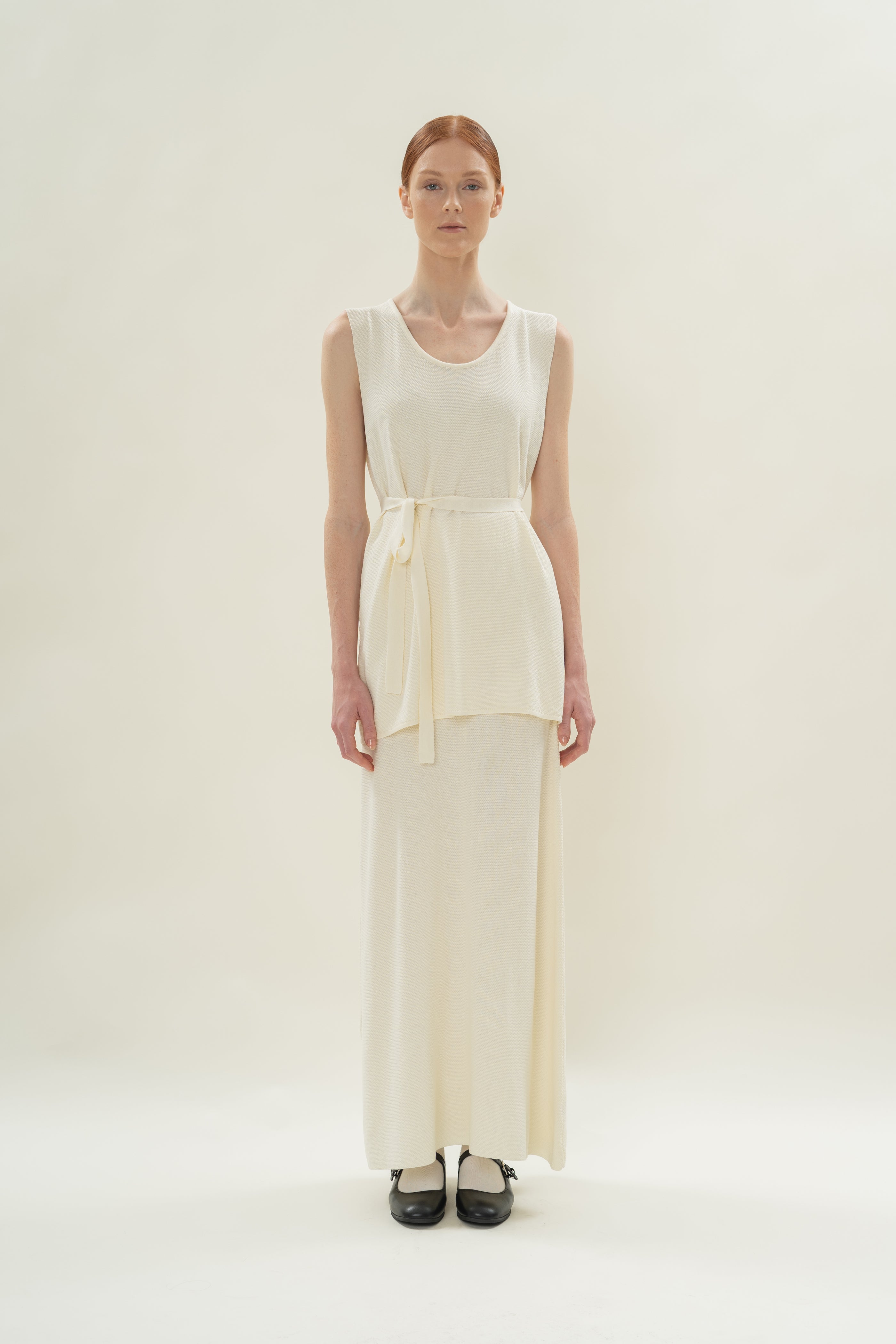 Seed Stitch Knit Tunic in Natural