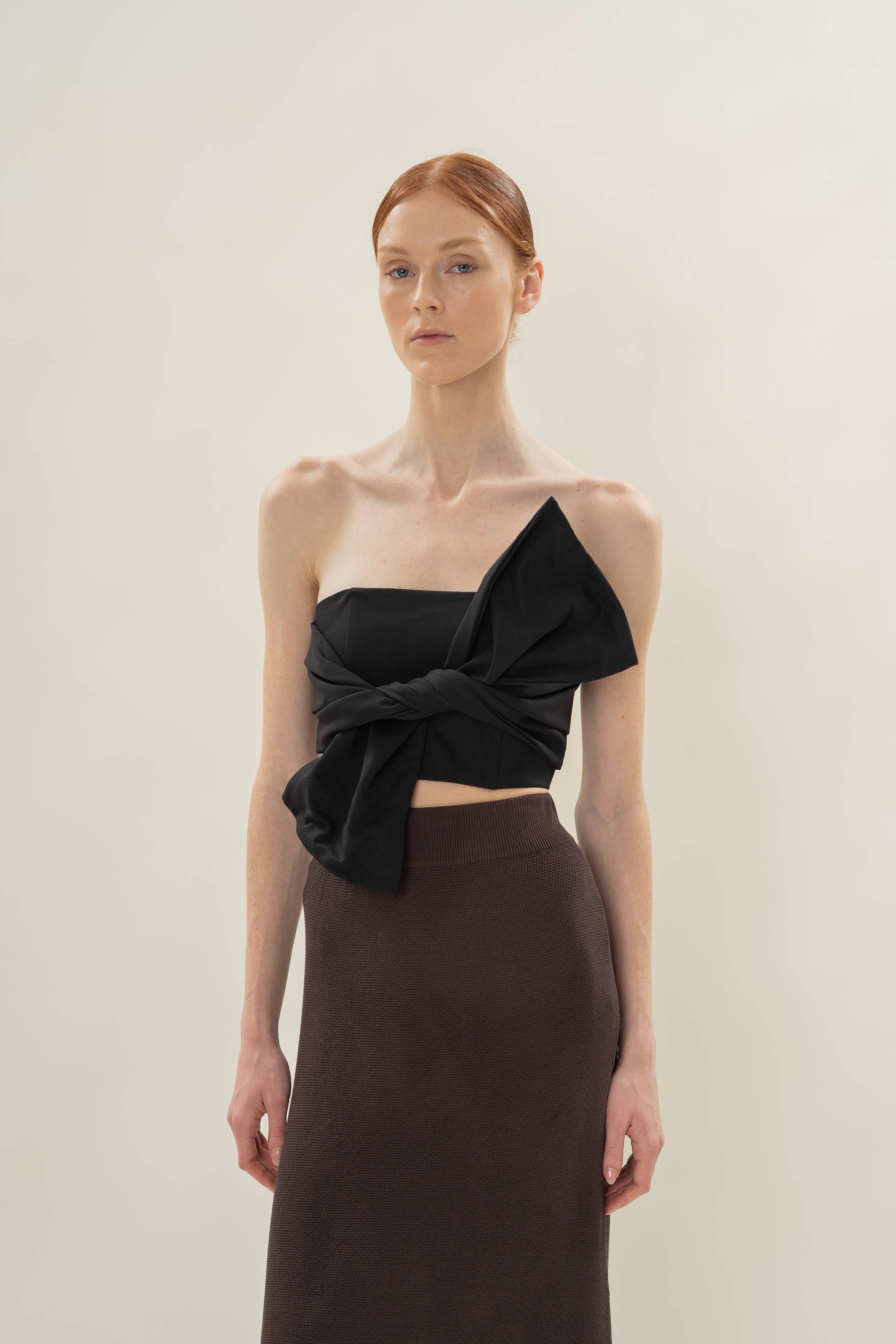 Tie Knot Bustier in Black