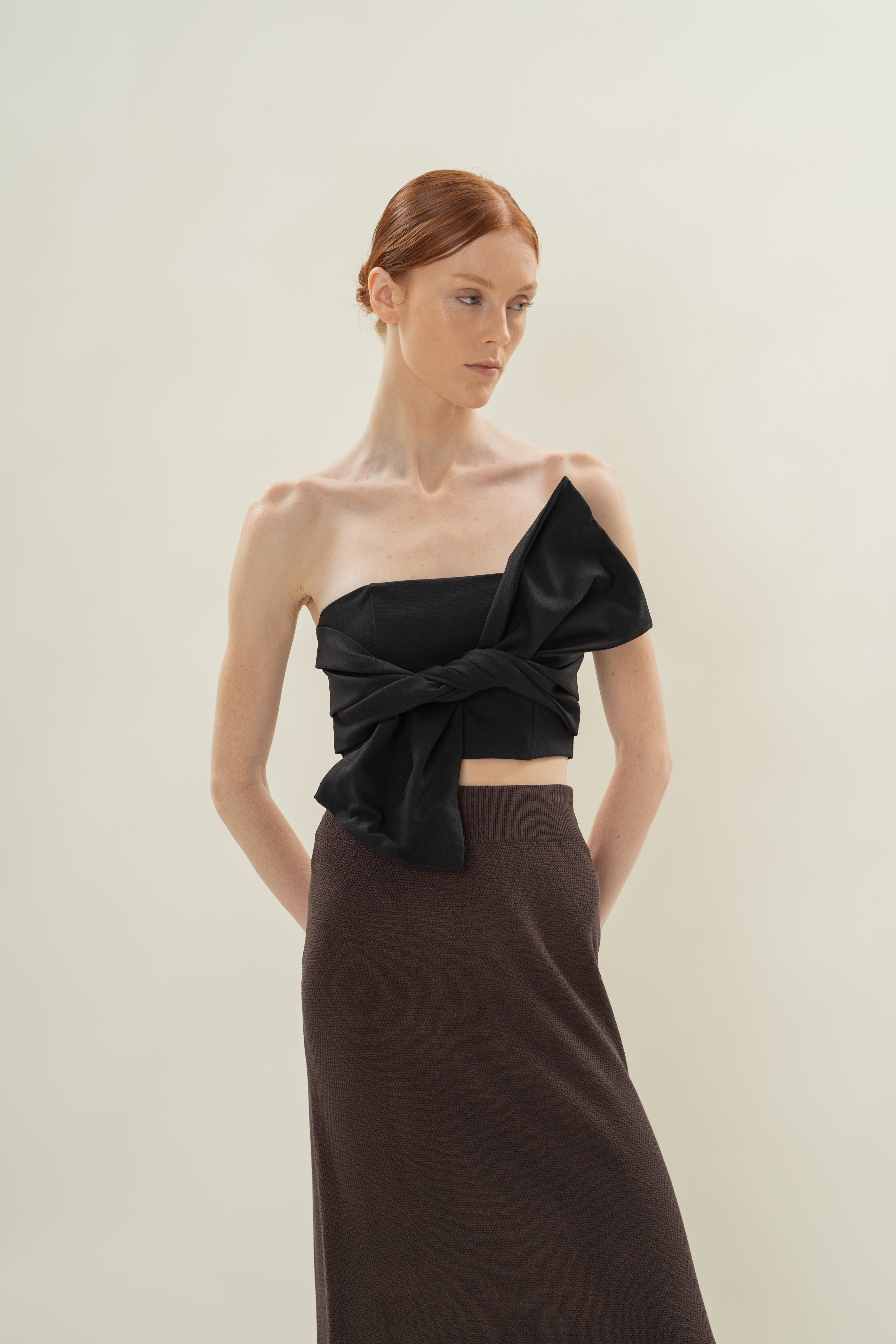Tie Knot Bustier in Black