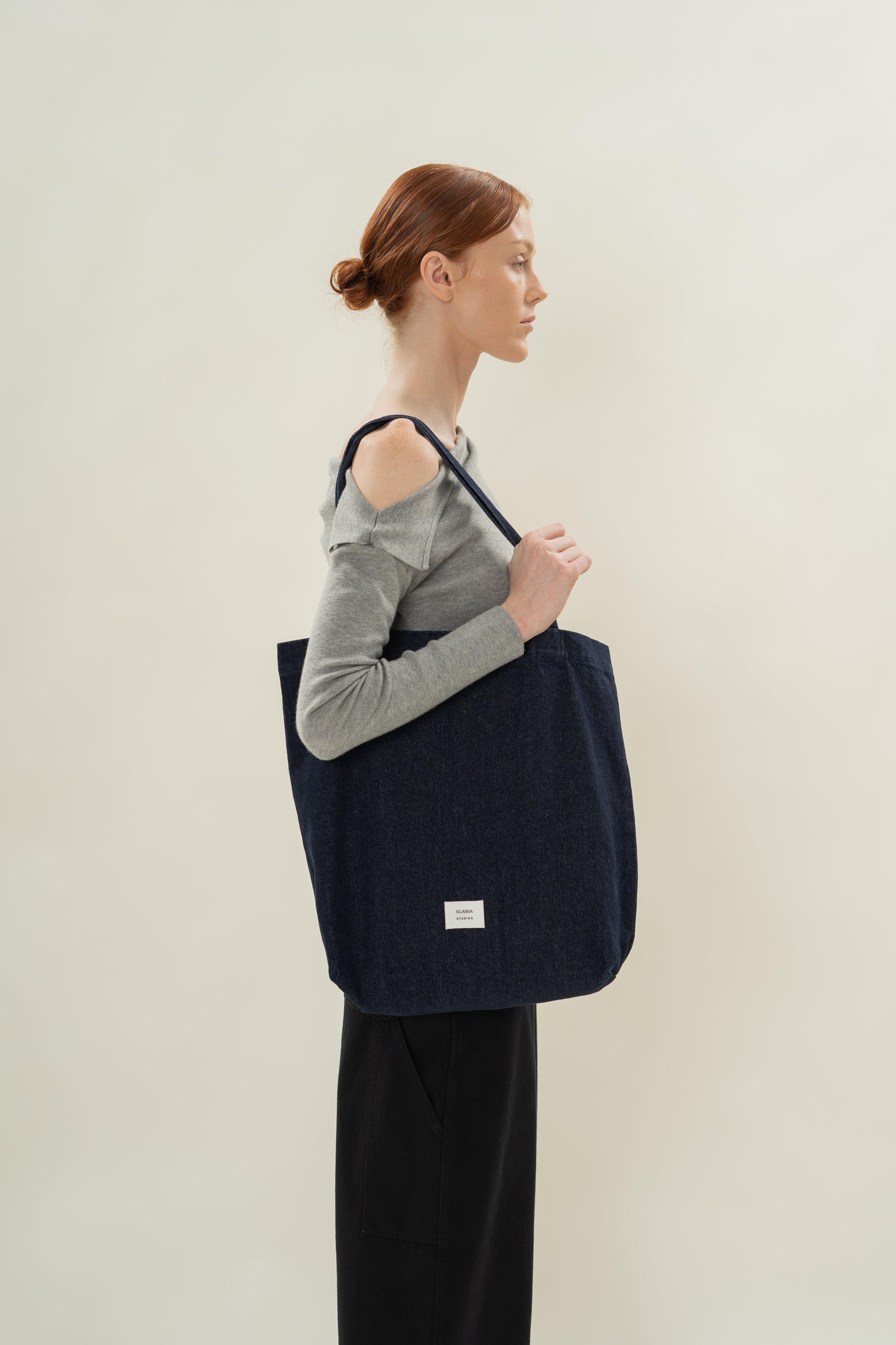Denim Shopper Tote Bag in Dark Wash