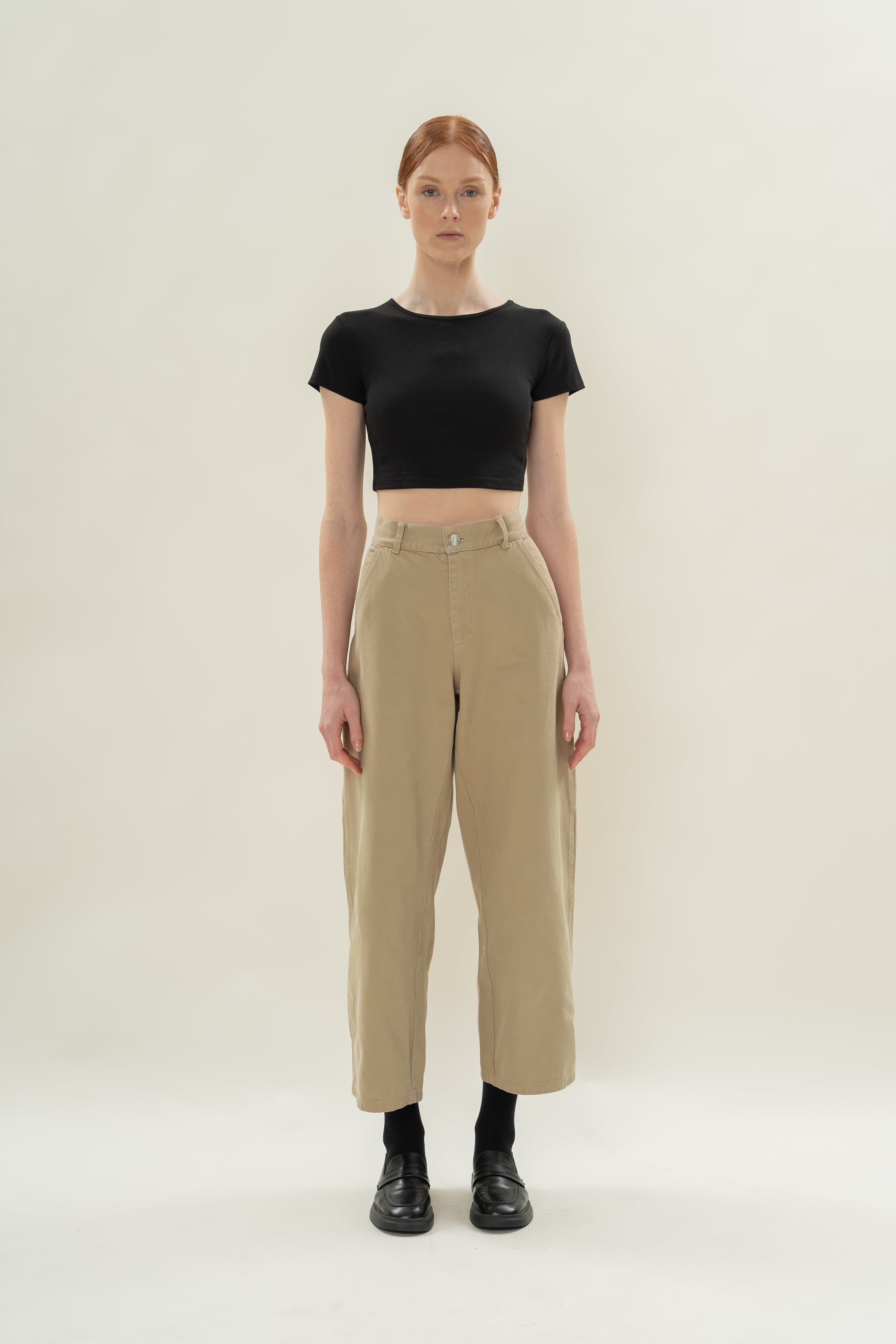 Stretch Cropped Mini Baby Tee in Black