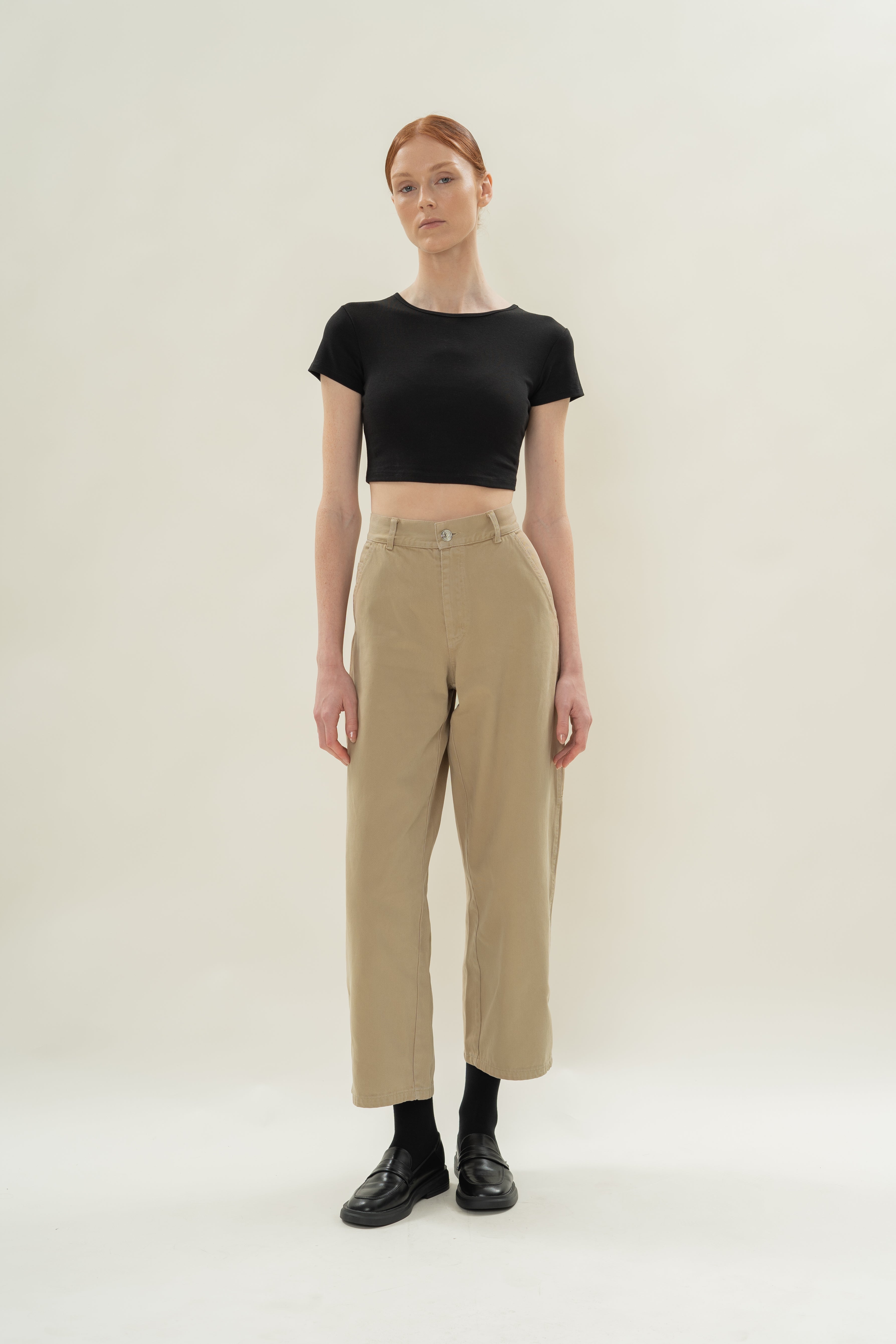 Stretch Cropped Mini Baby Tee in Black