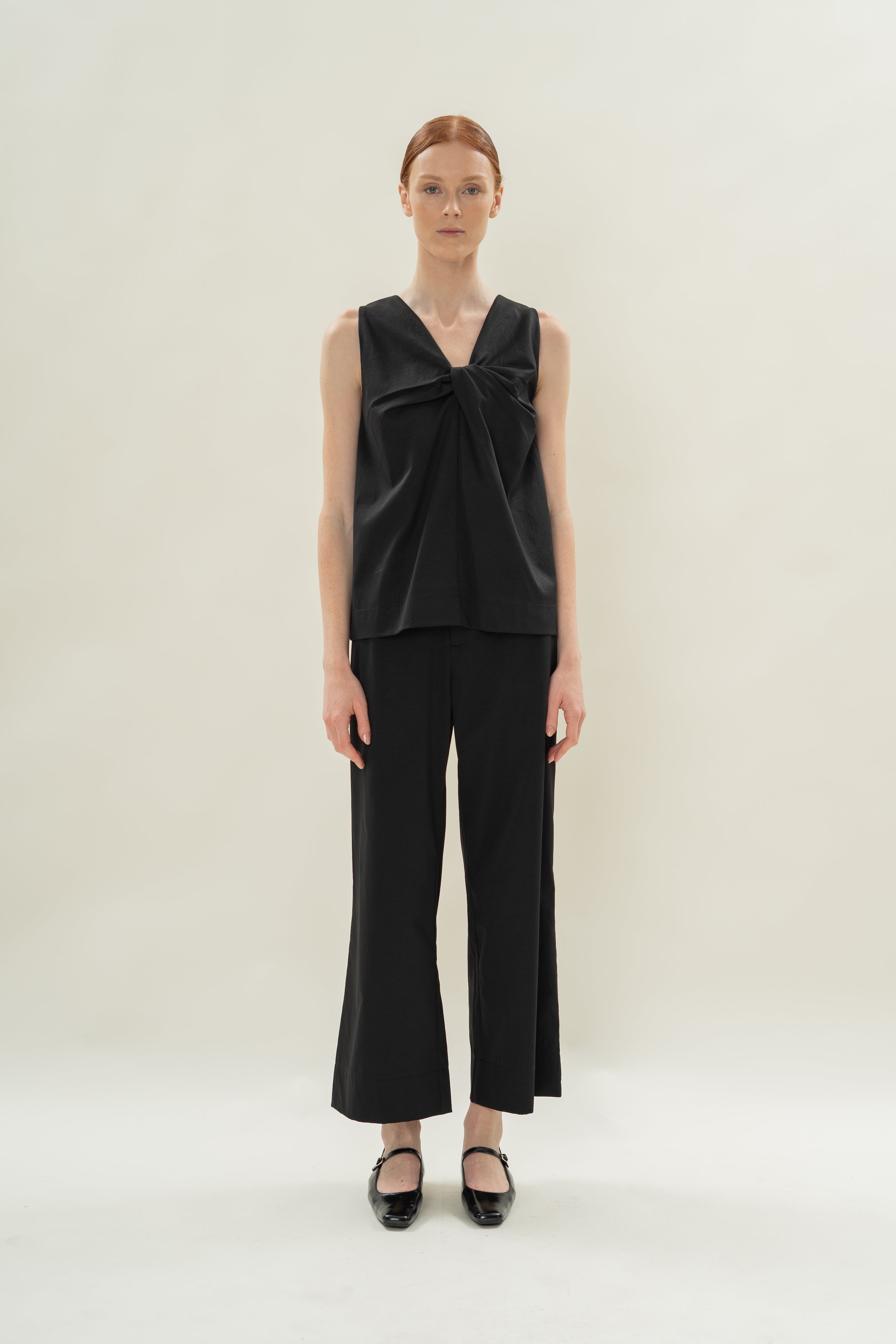 Reversible Sleeveless Top With Knotted Neckline in Black