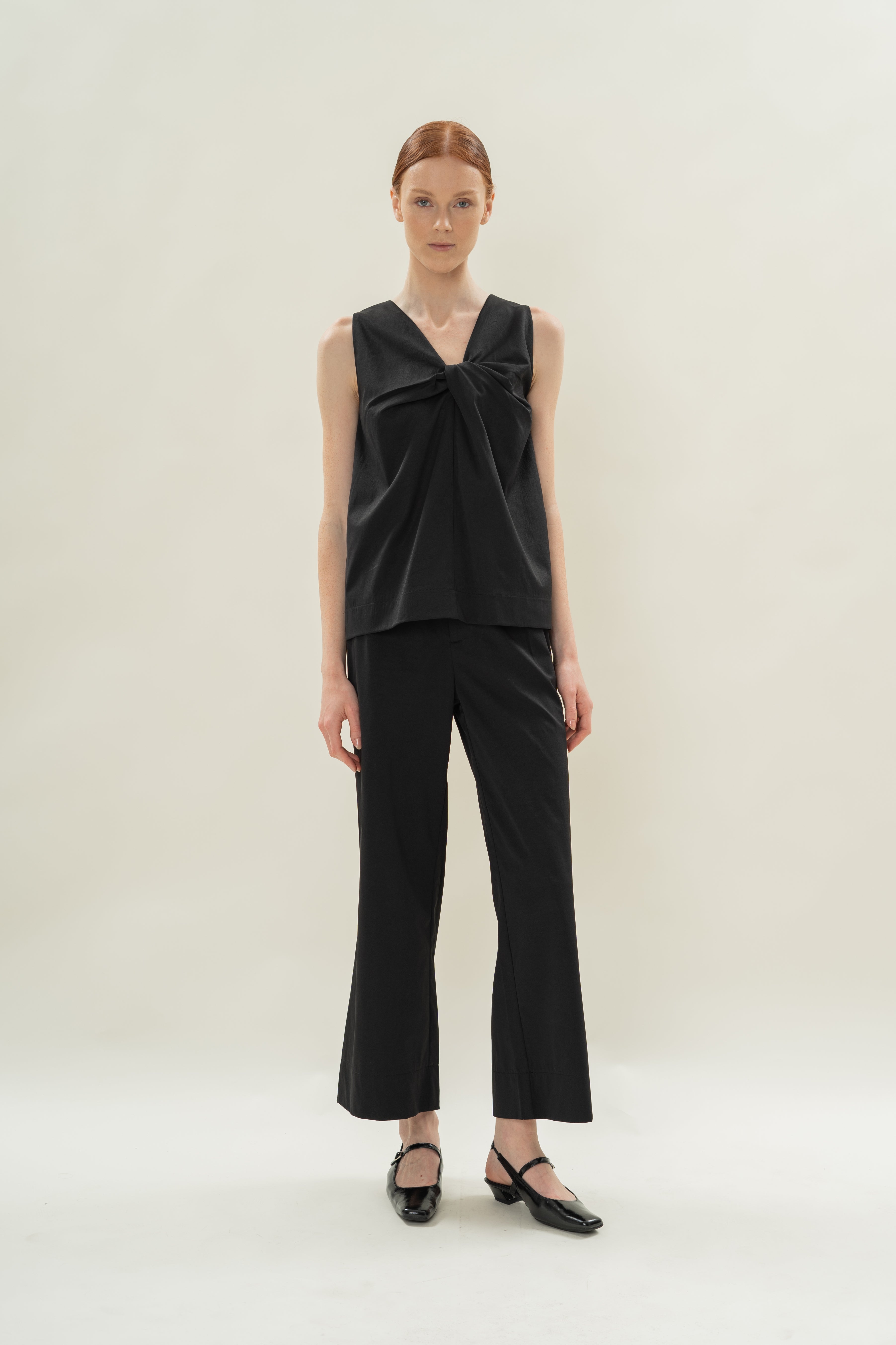 Reversible Sleeveless Top With Knotted Neckline in Black