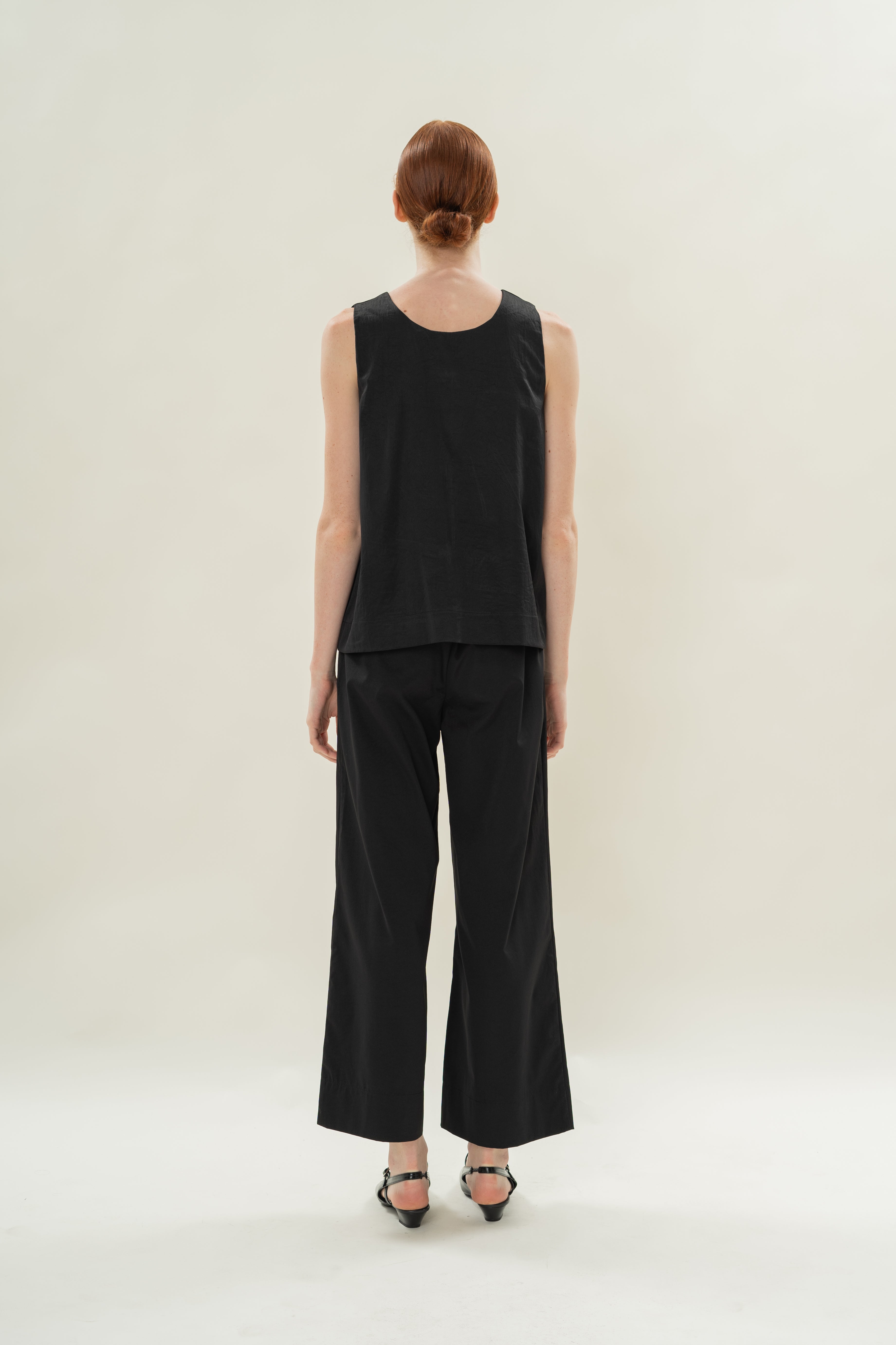 Reversible Sleeveless Top With Knotted Neckline in Black