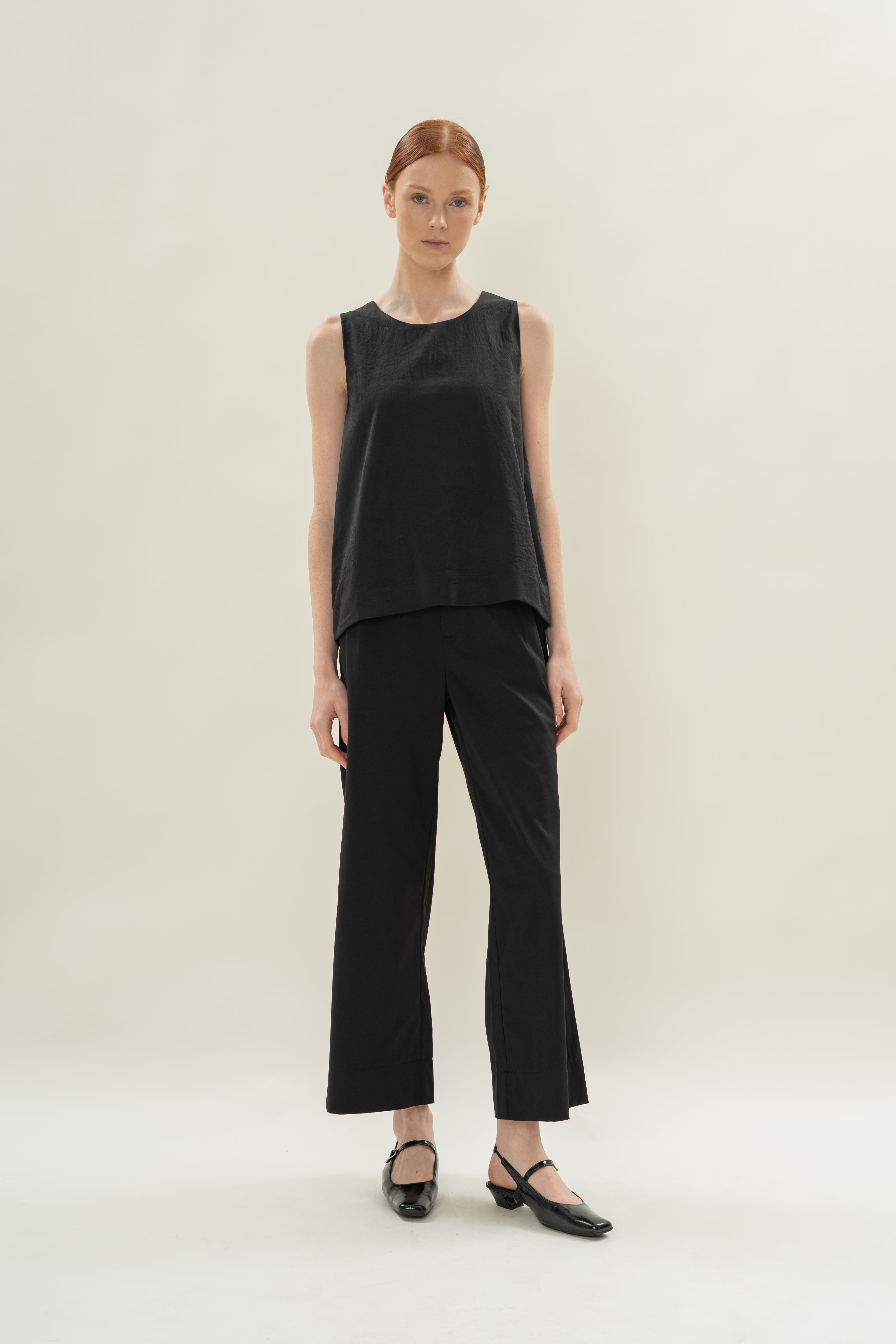 Reversible Sleeveless Top With Knotted Neckline in Black