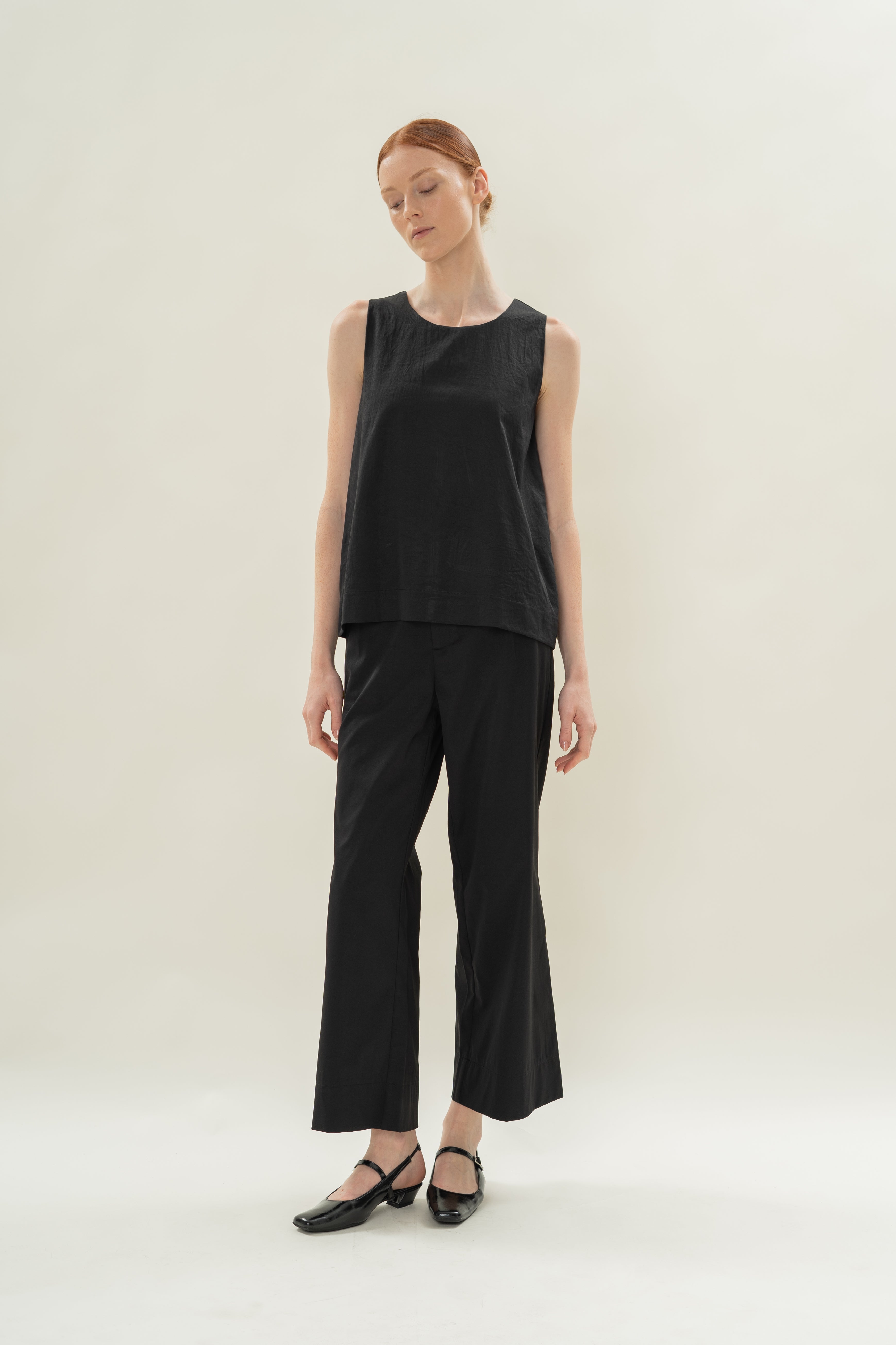 Reversible Sleeveless Top With Knotted Neckline in Black