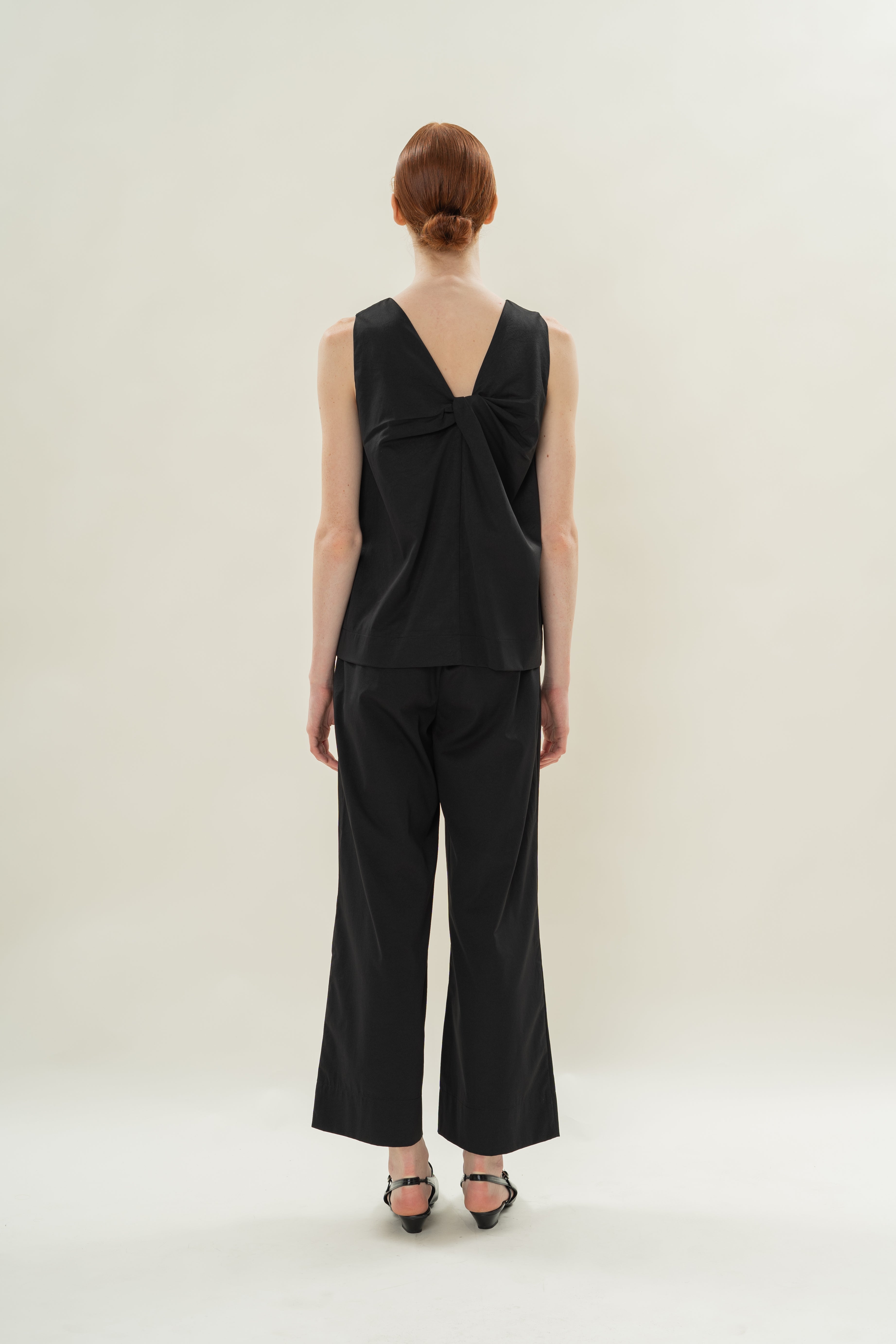 Reversible Sleeveless Top With Knotted Neckline in Black