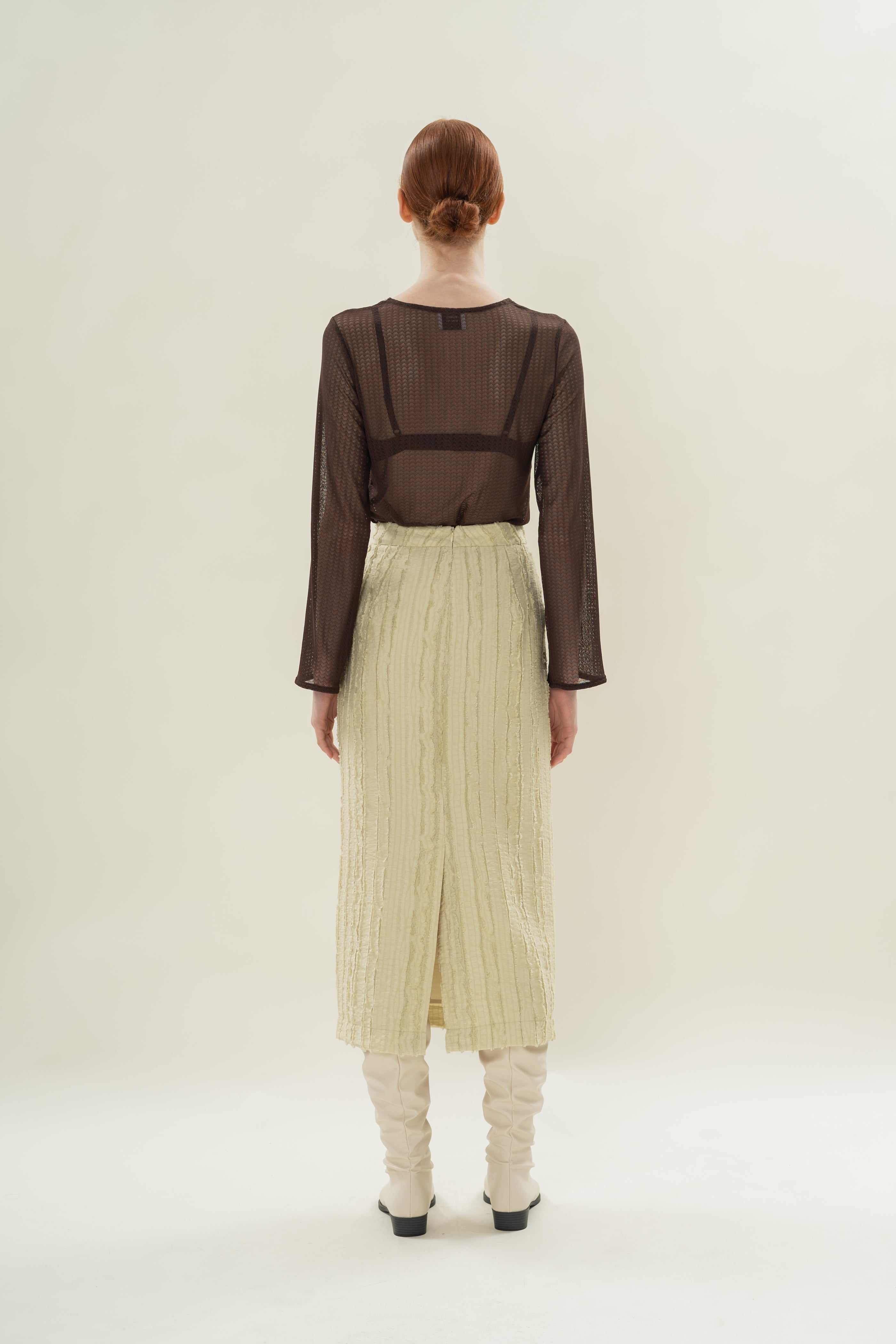 Soft Textured Straight Skirt in Sage