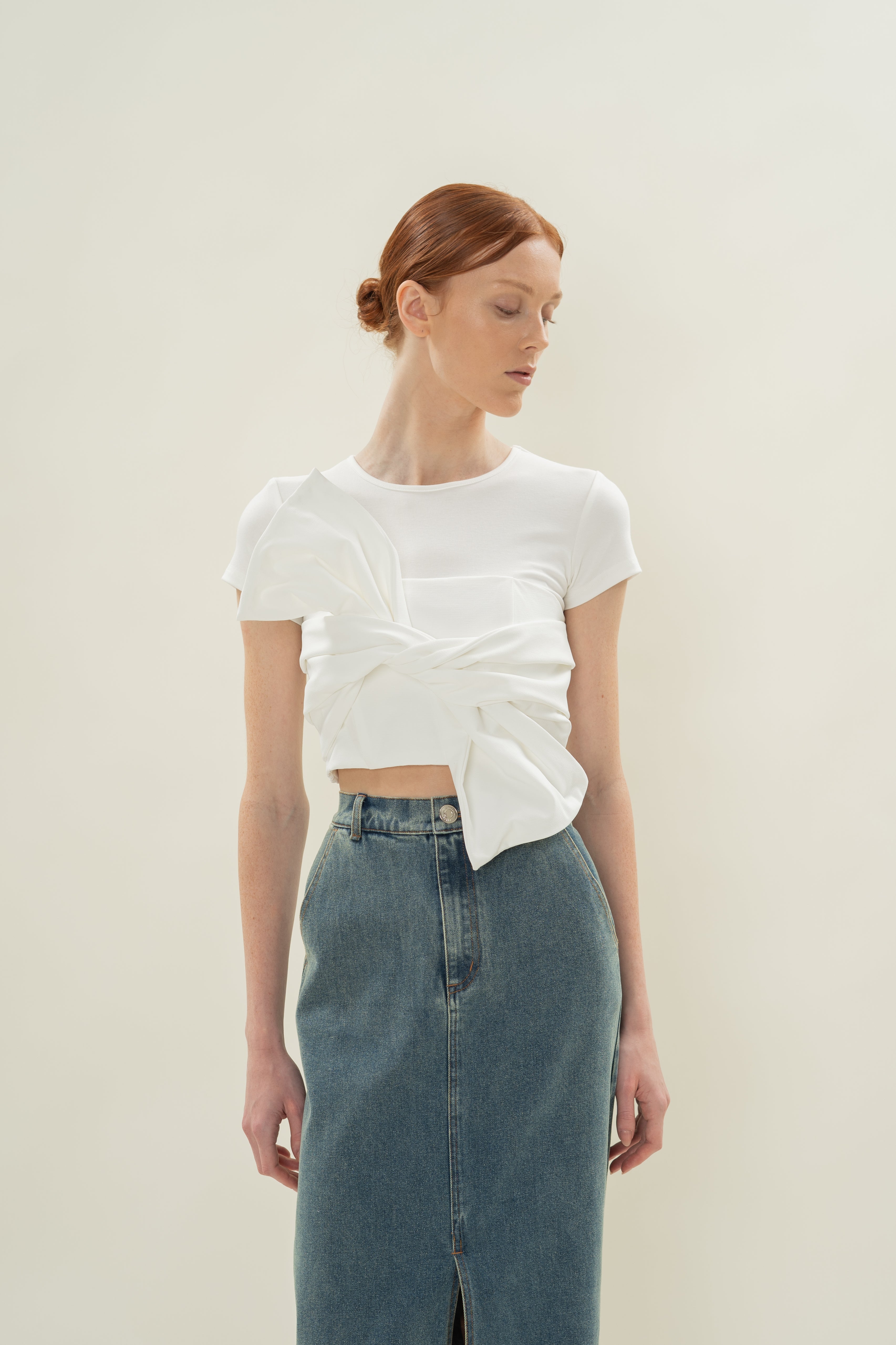 Tie Knot Bustier in White