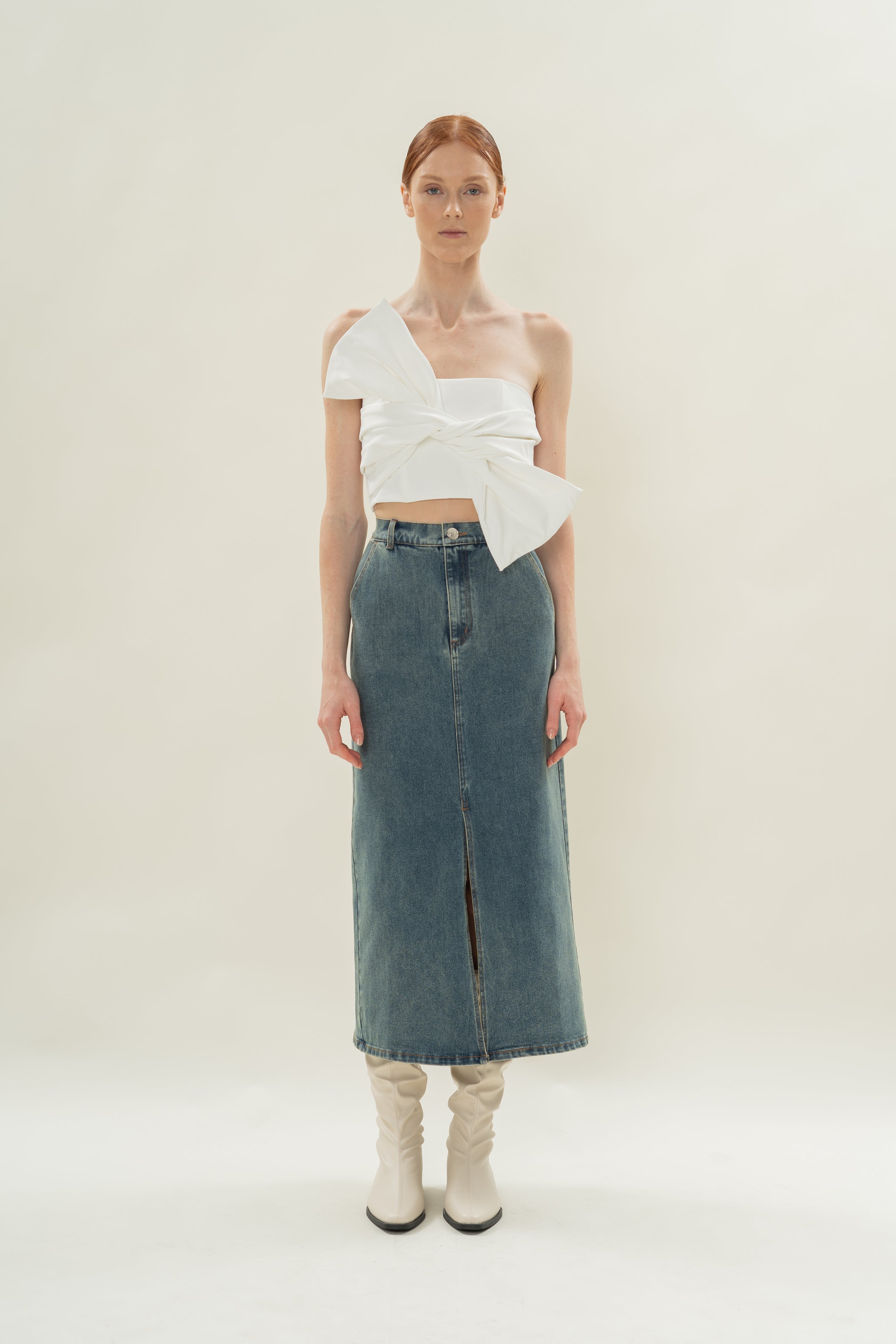 Tie Knot Bustier in White