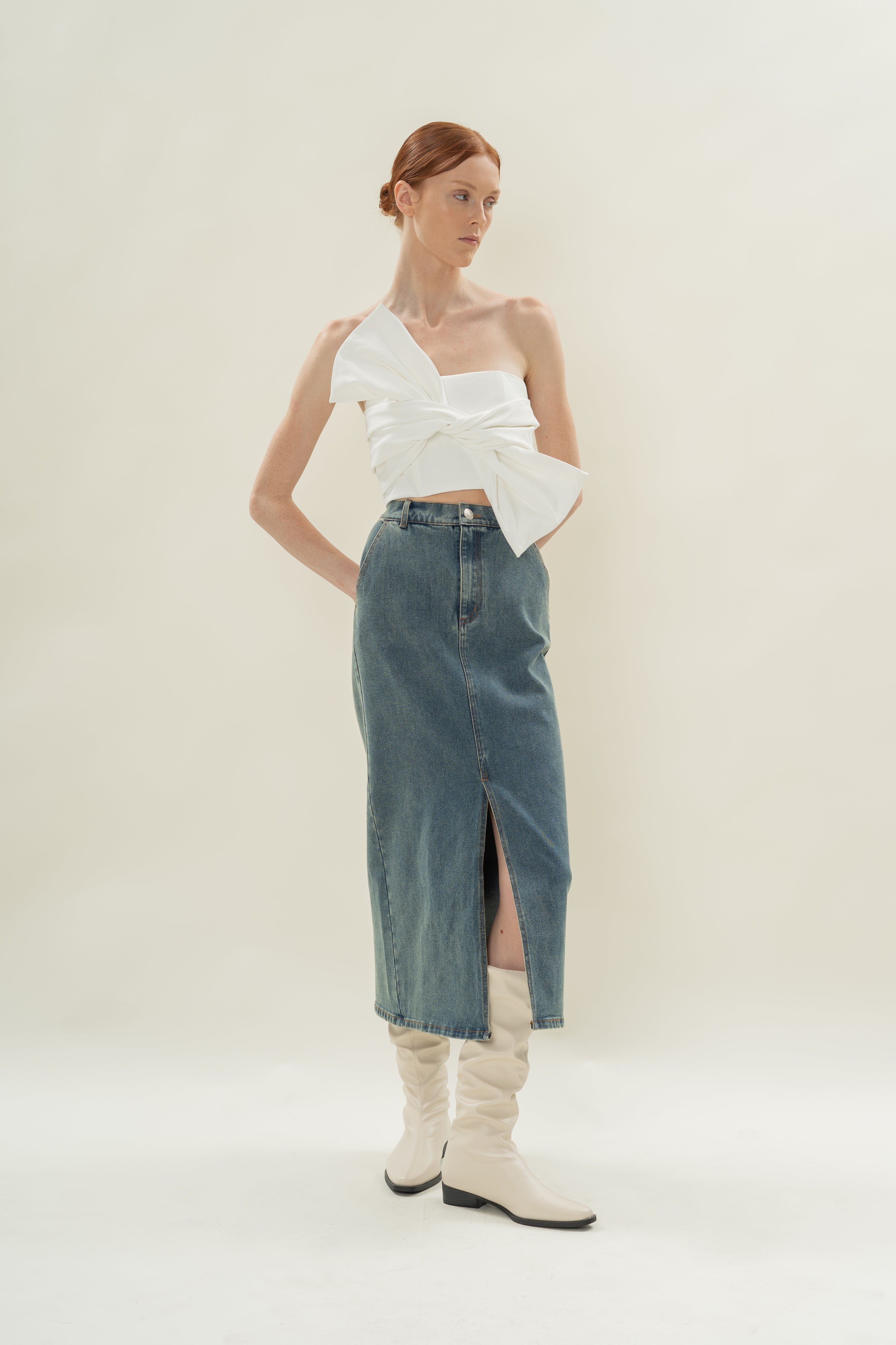 Tie Knot Bustier in White