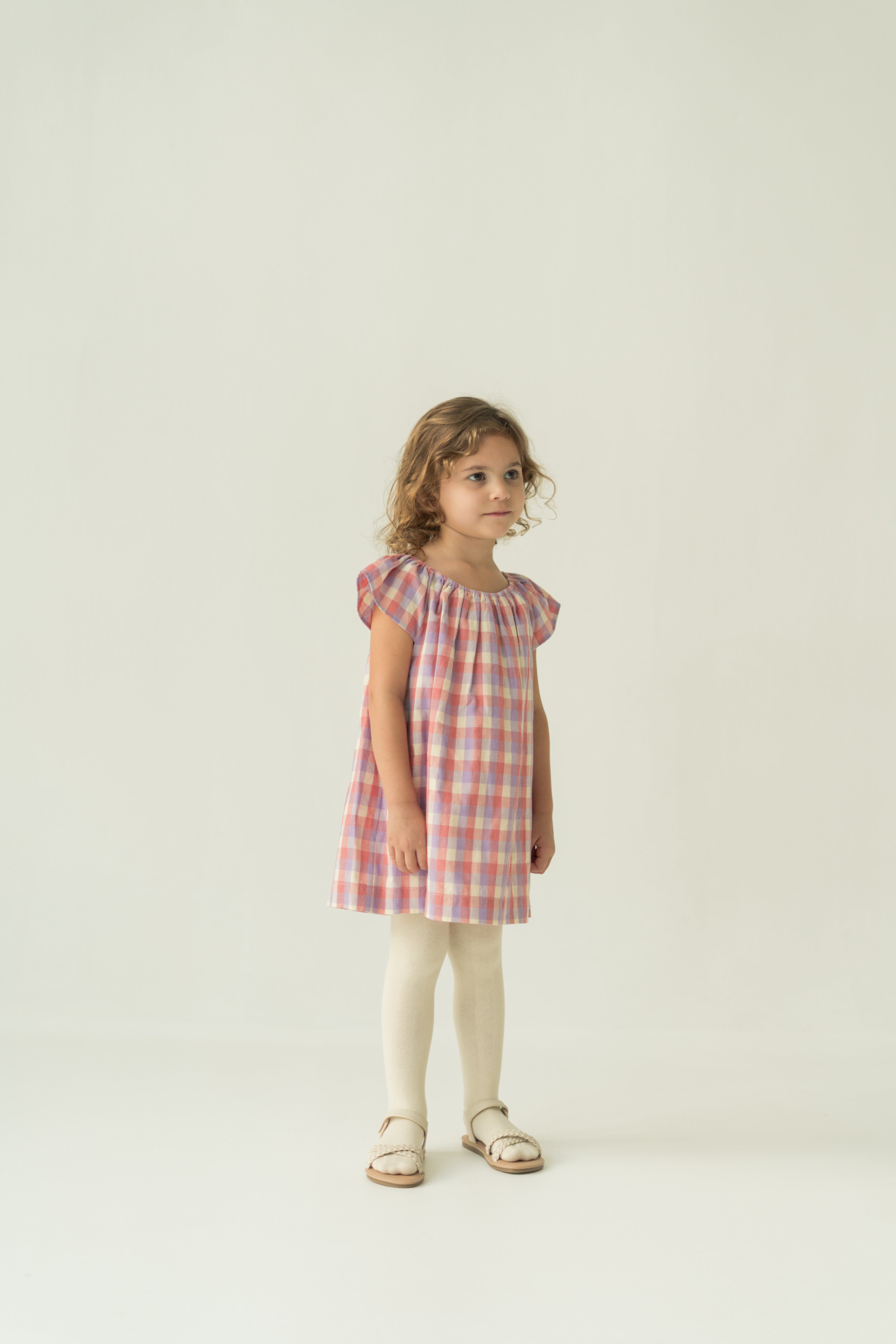 Mini Gathered Neckline Dress in Joie Gingham