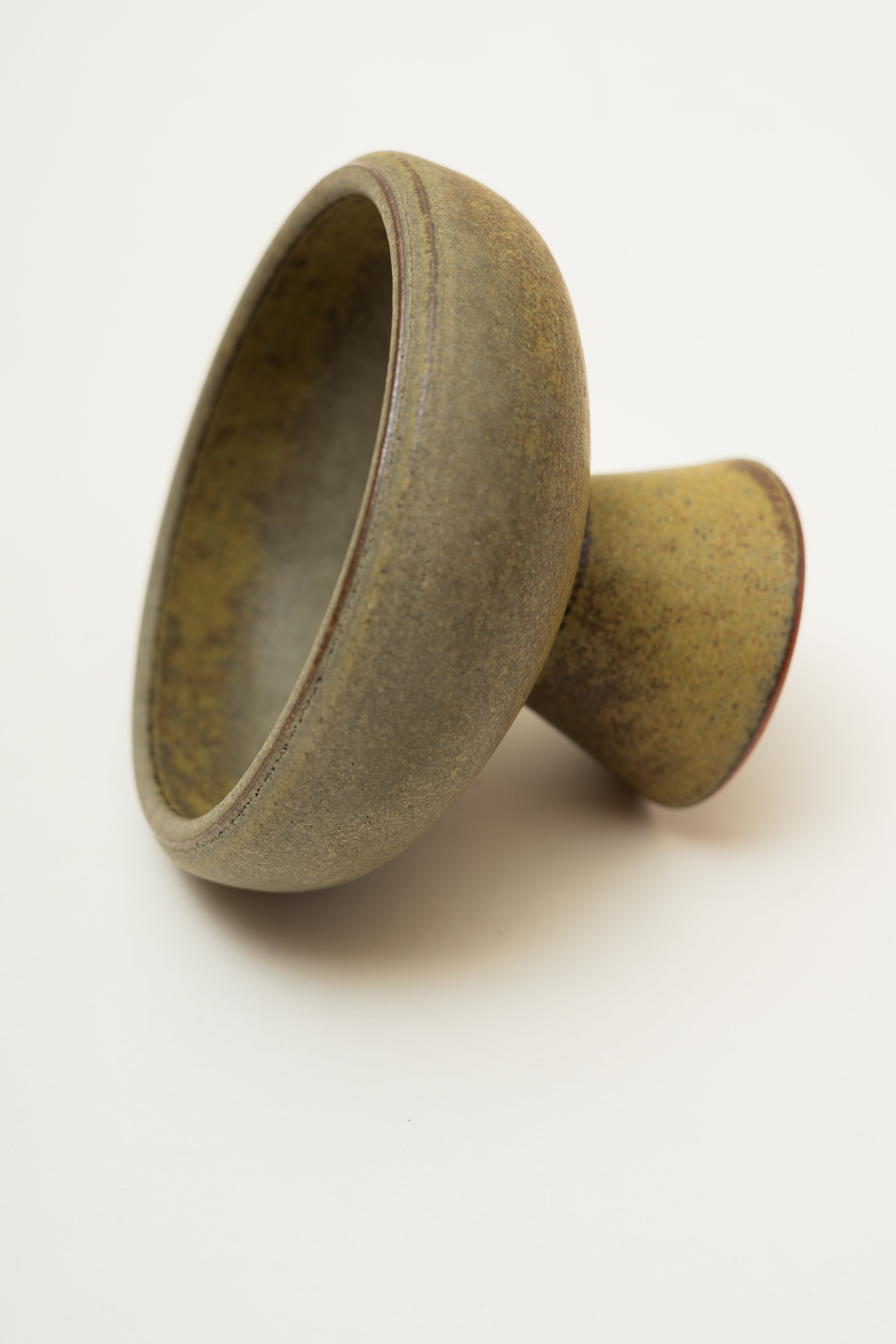 Earthenware Pedestal Bowl in Dark Elmwood