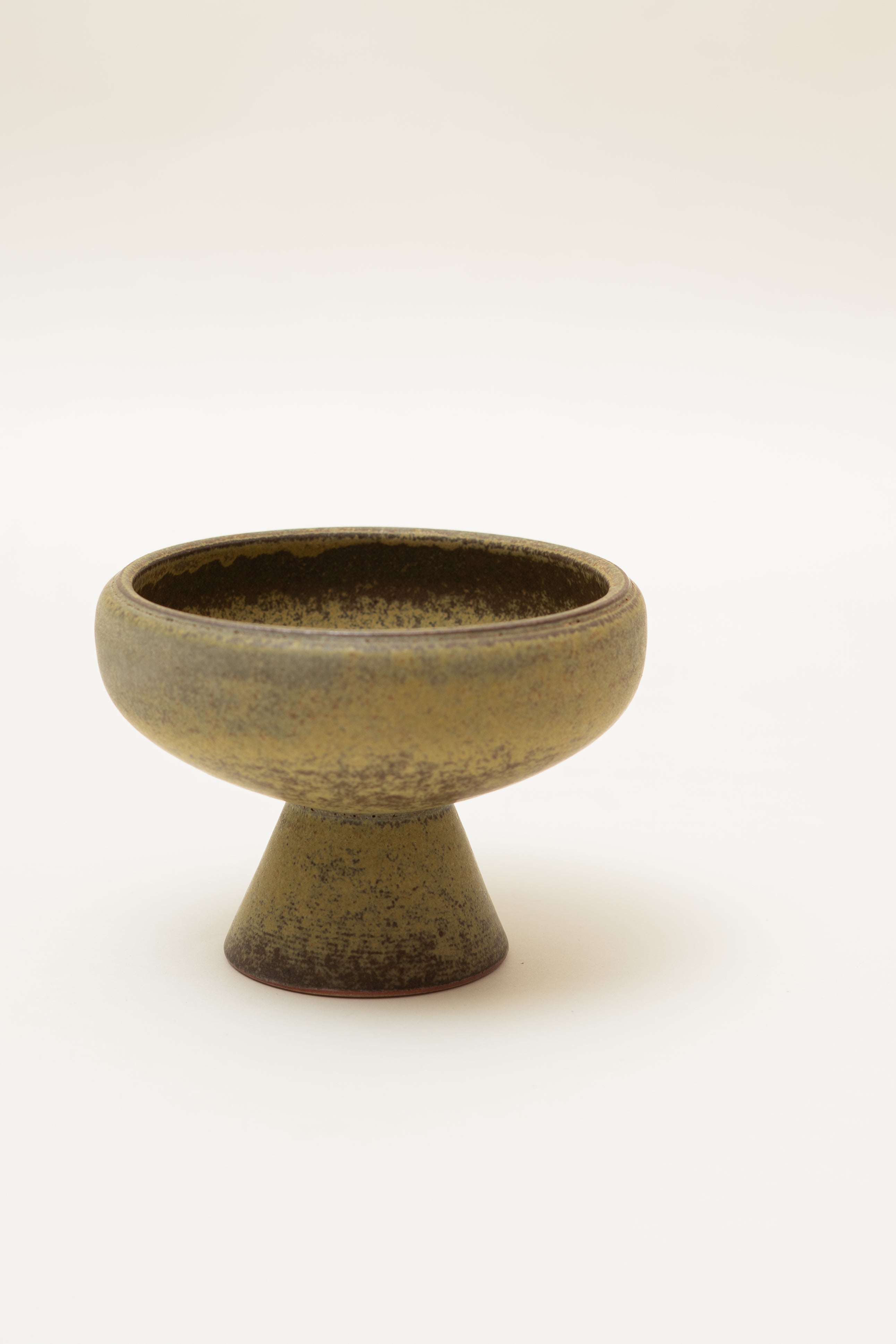 Earthenware Pedestal Bowl in Dark Elmwood