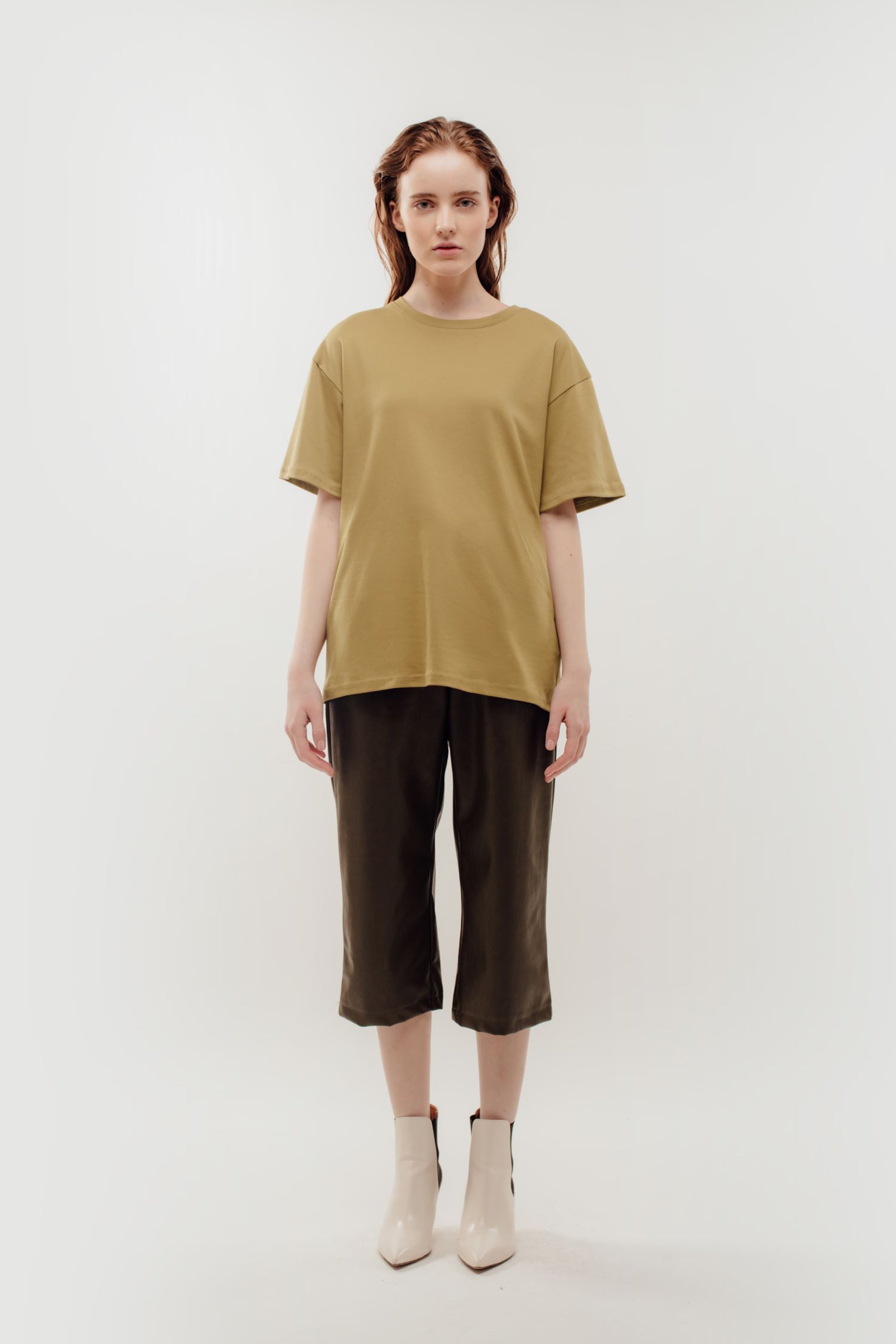 Oversized Cotton Tee in Khaki