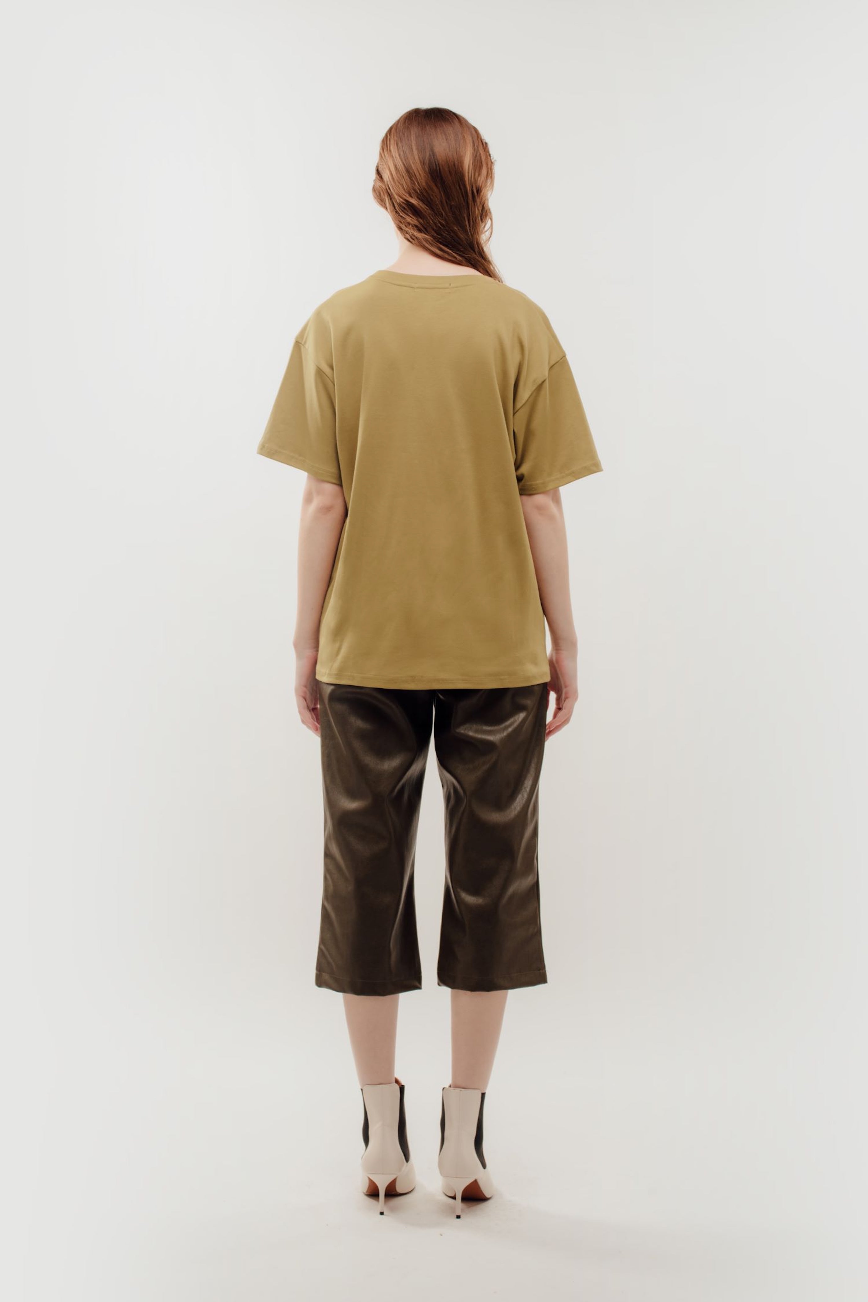 Oversized Cotton Tee in Khaki