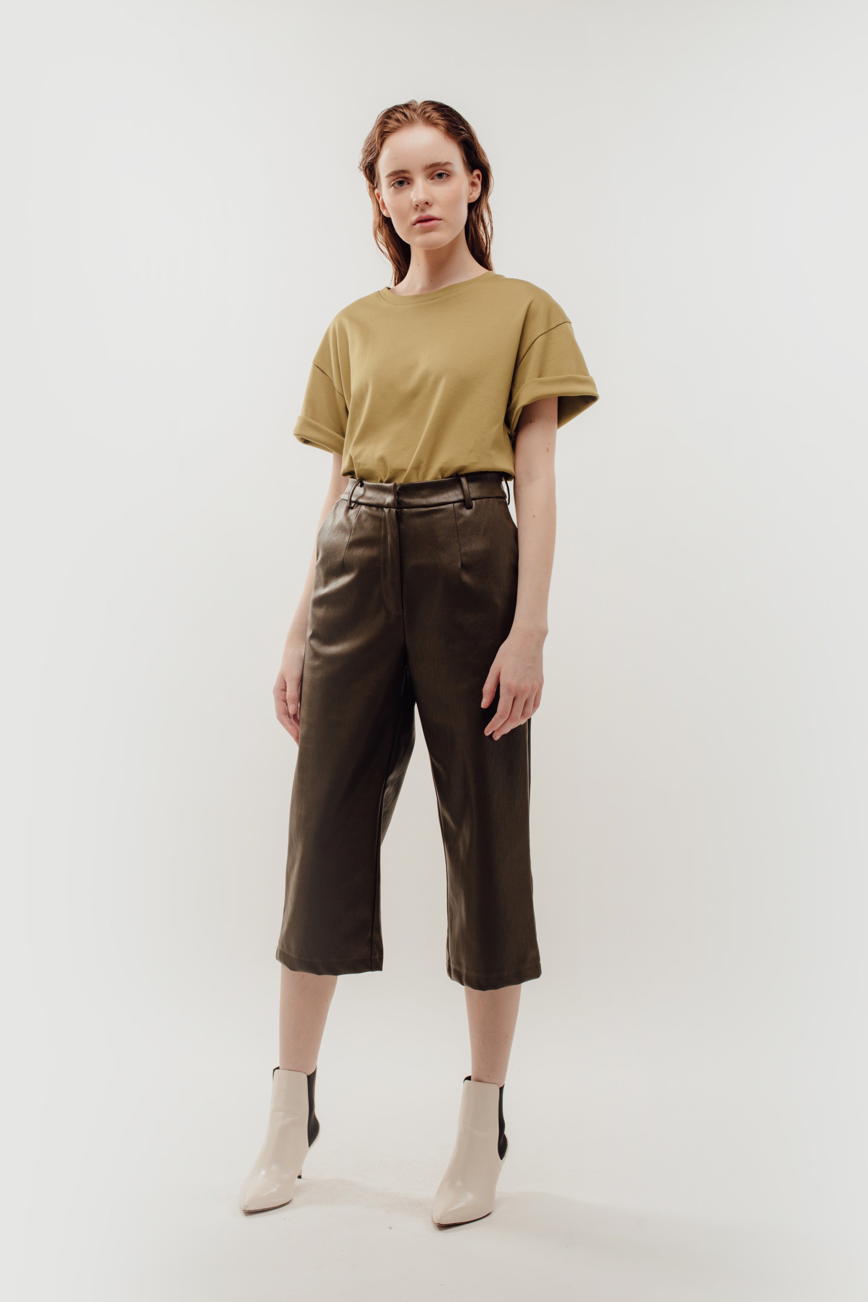 Oversized Cotton Tee in Khaki