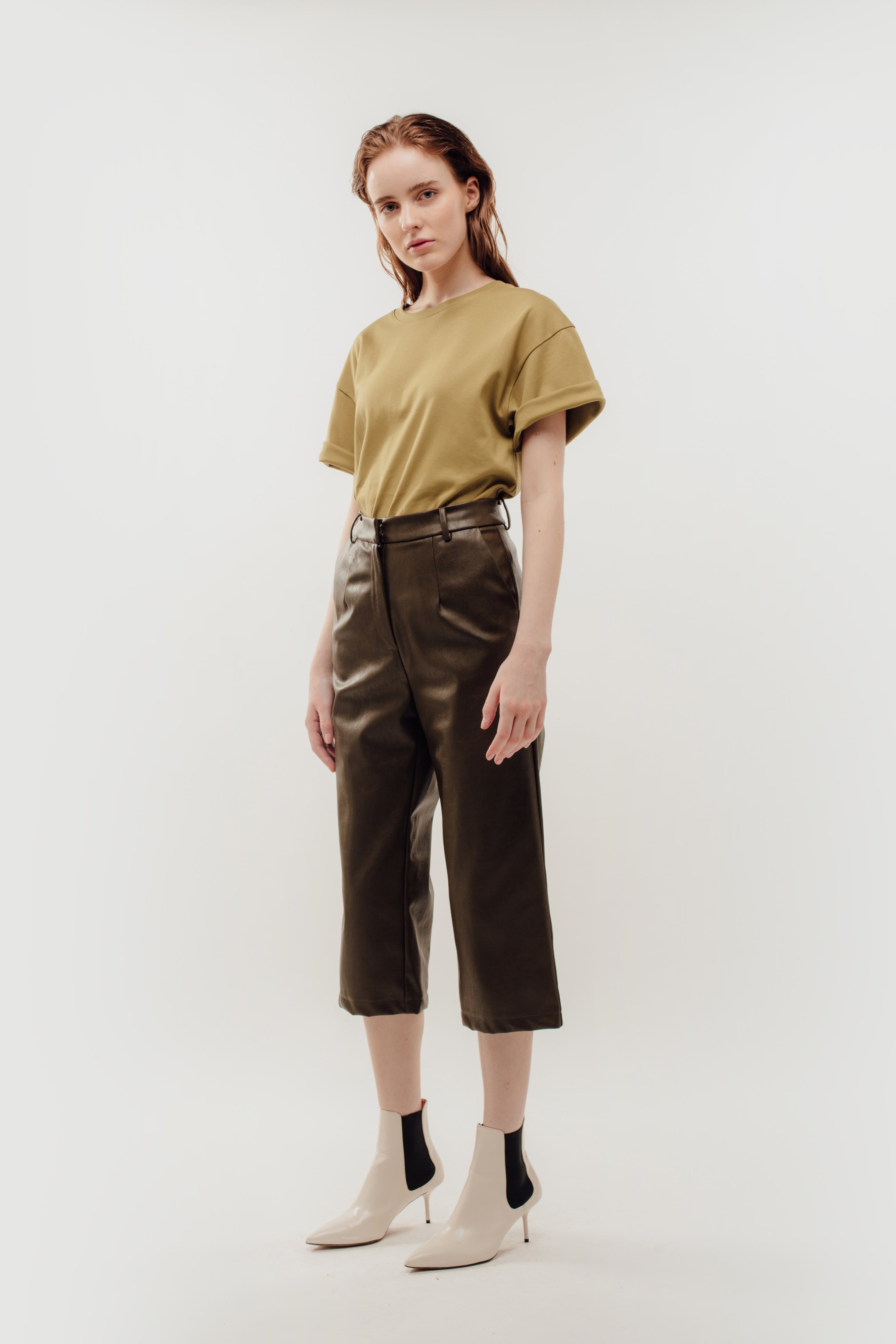 Oversized Cotton Tee in Khaki