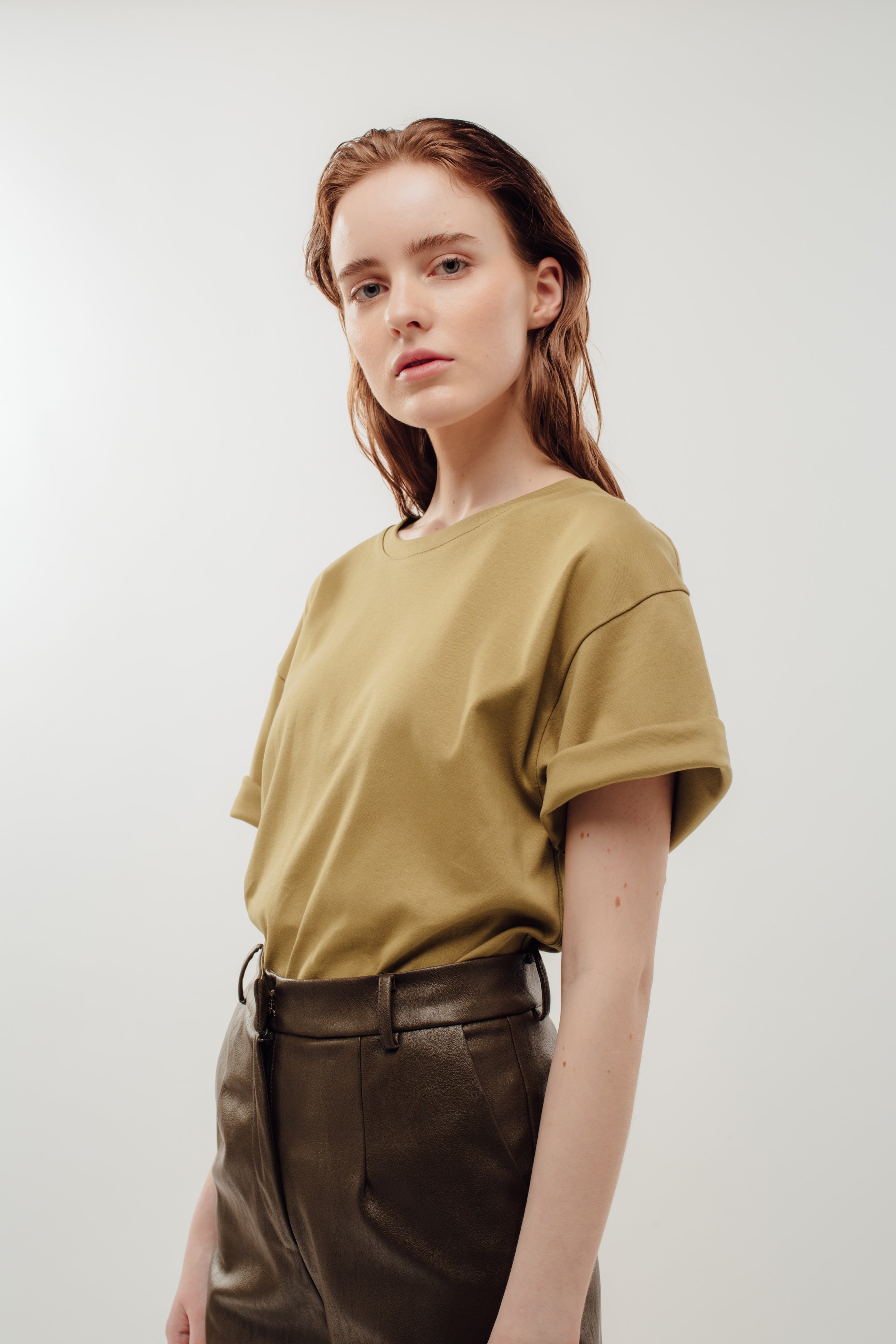 Oversized Cotton Tee in Khaki