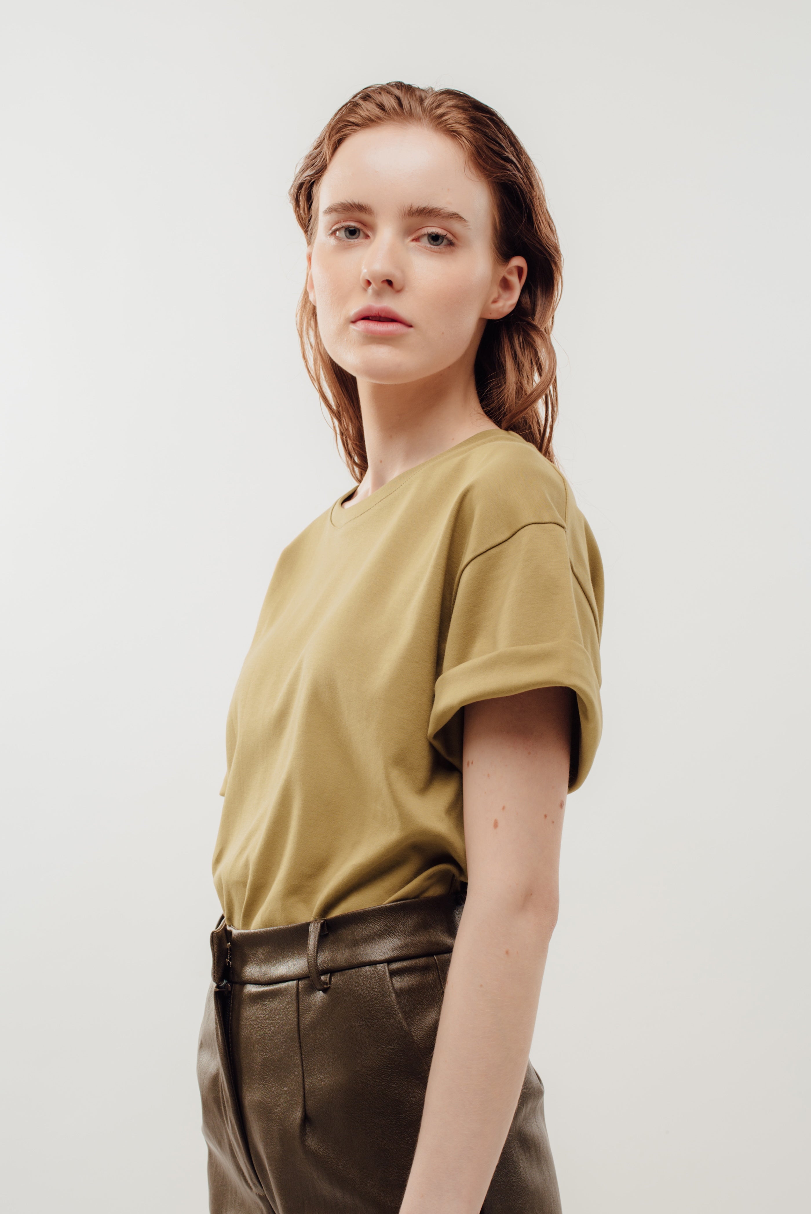 Oversized Cotton Tee in Khaki