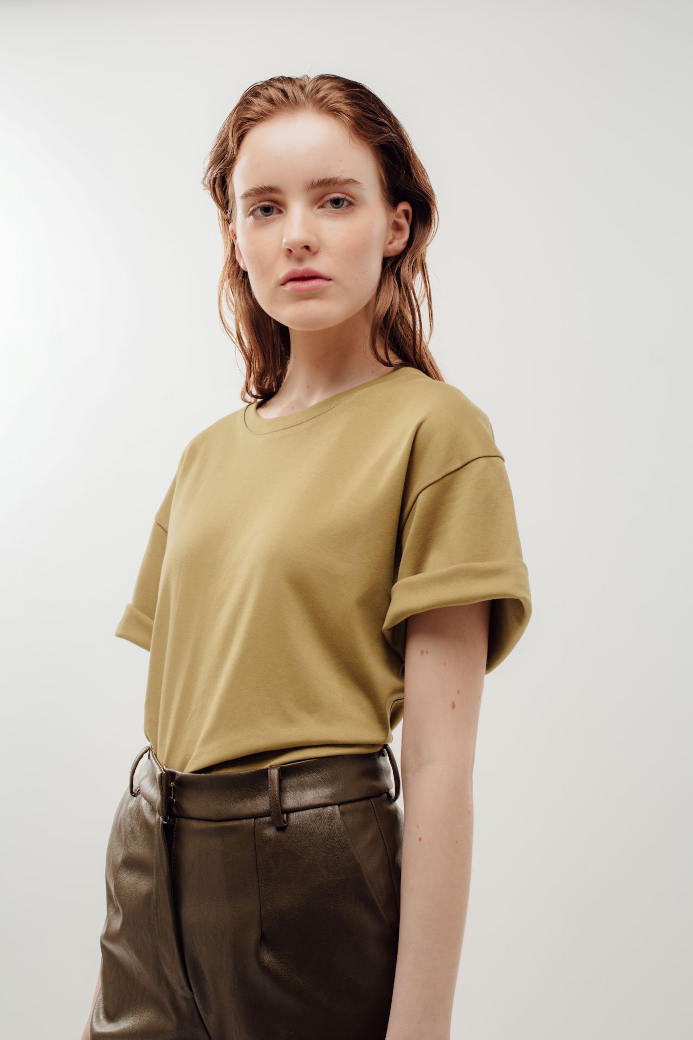 Oversized Cotton Tee in Khaki