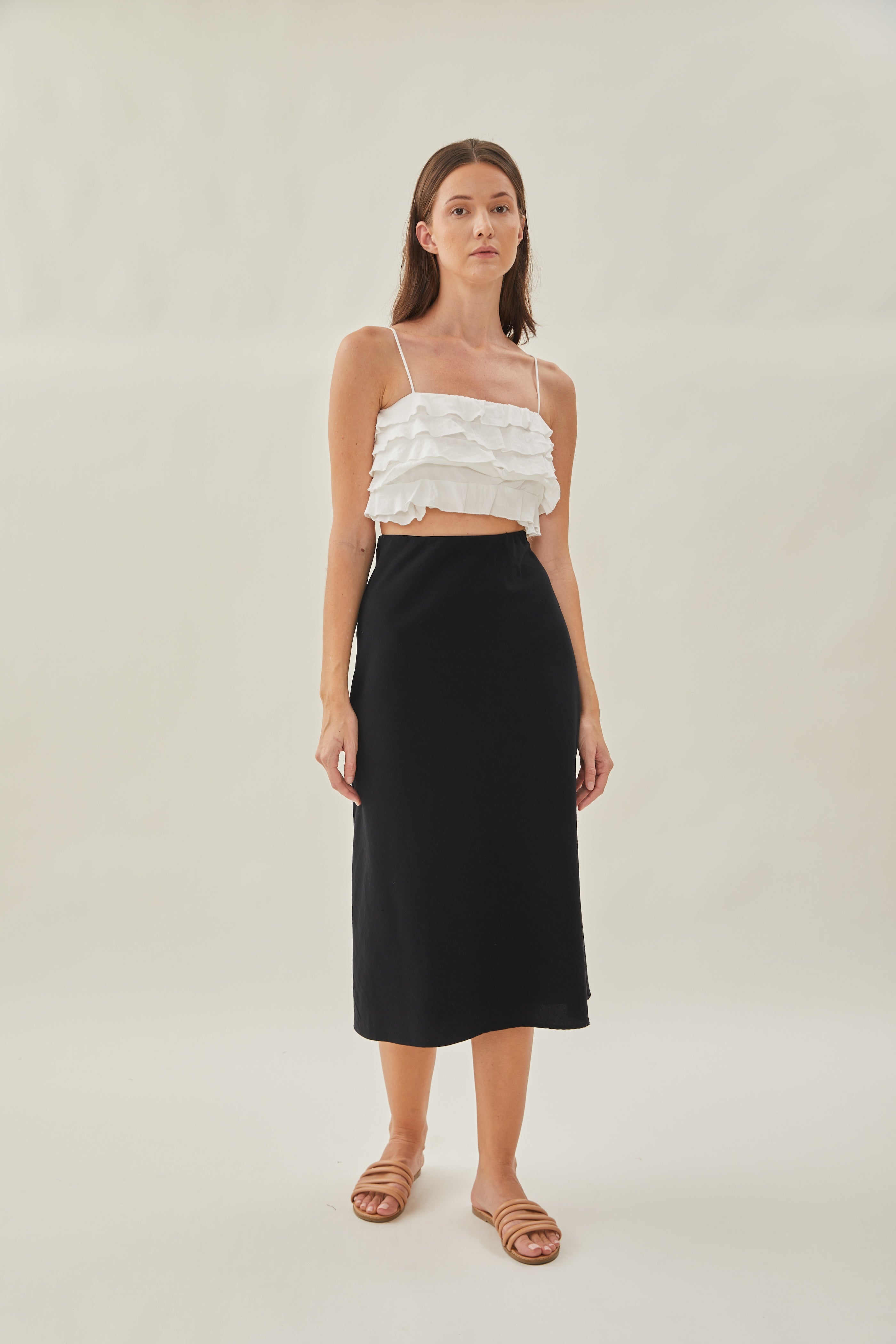 Tiered Frill Top in White