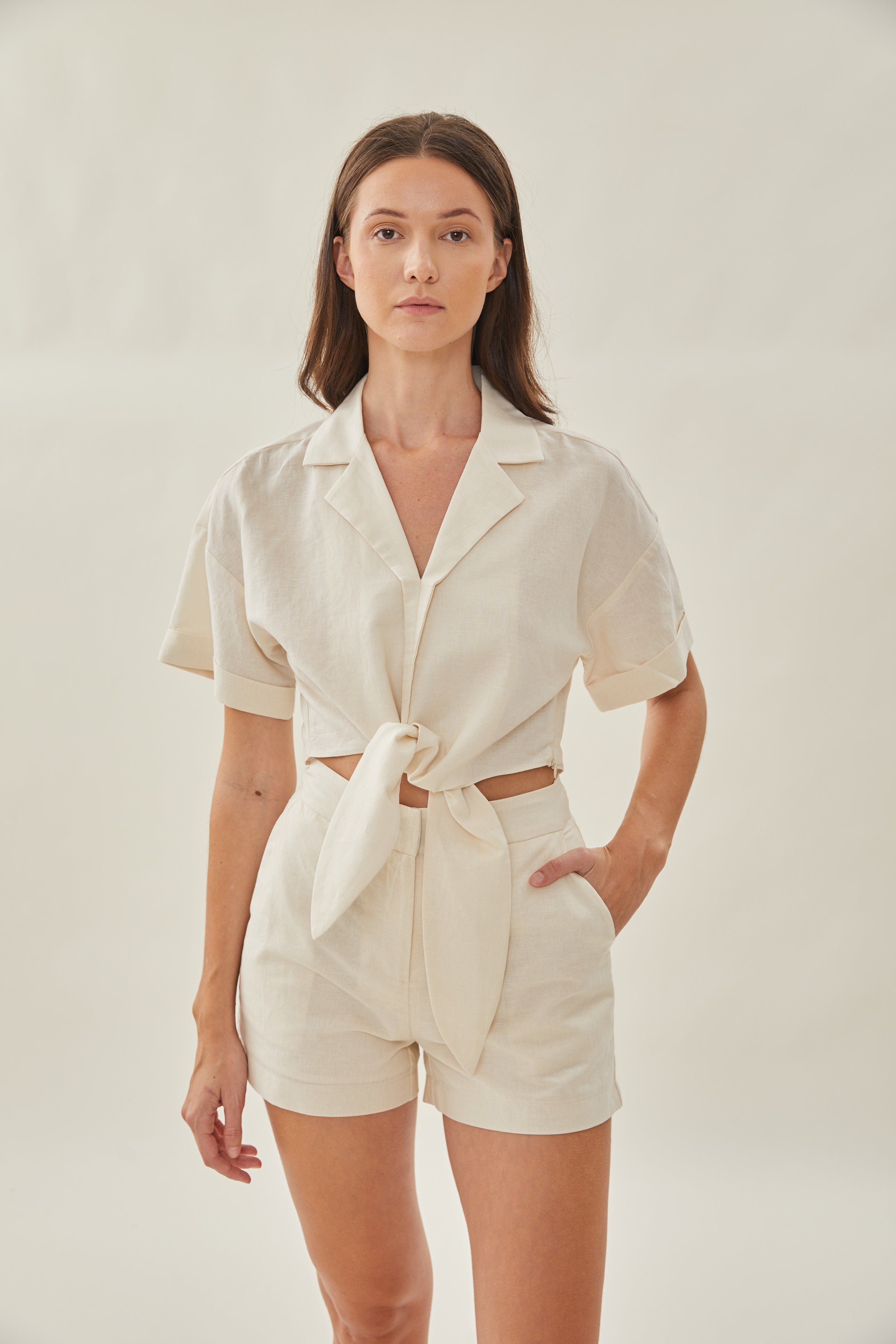 Knotted Shirt in Cream