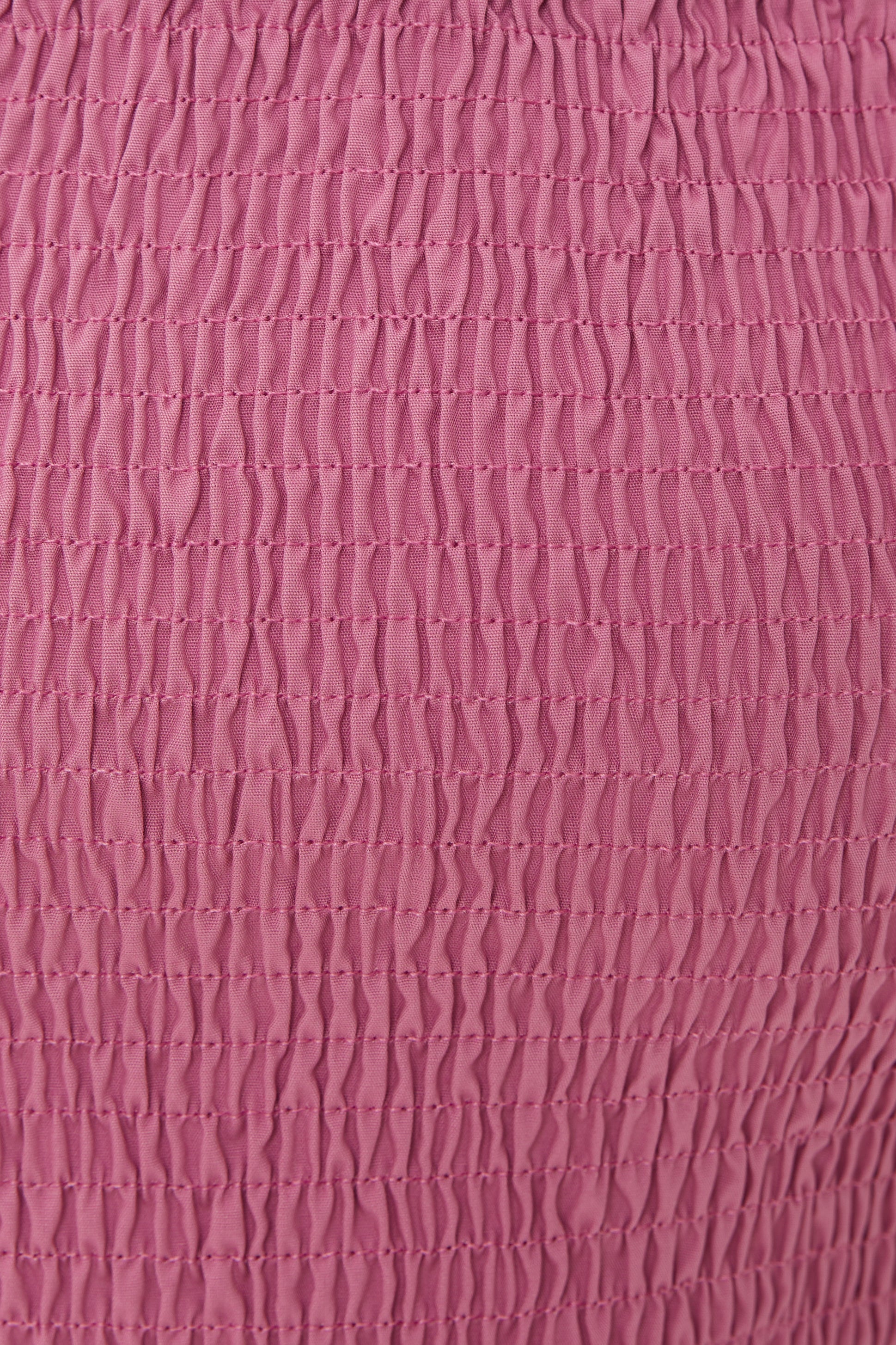 Puffed Sleeved Shirred Cropped Top in Hibiscus