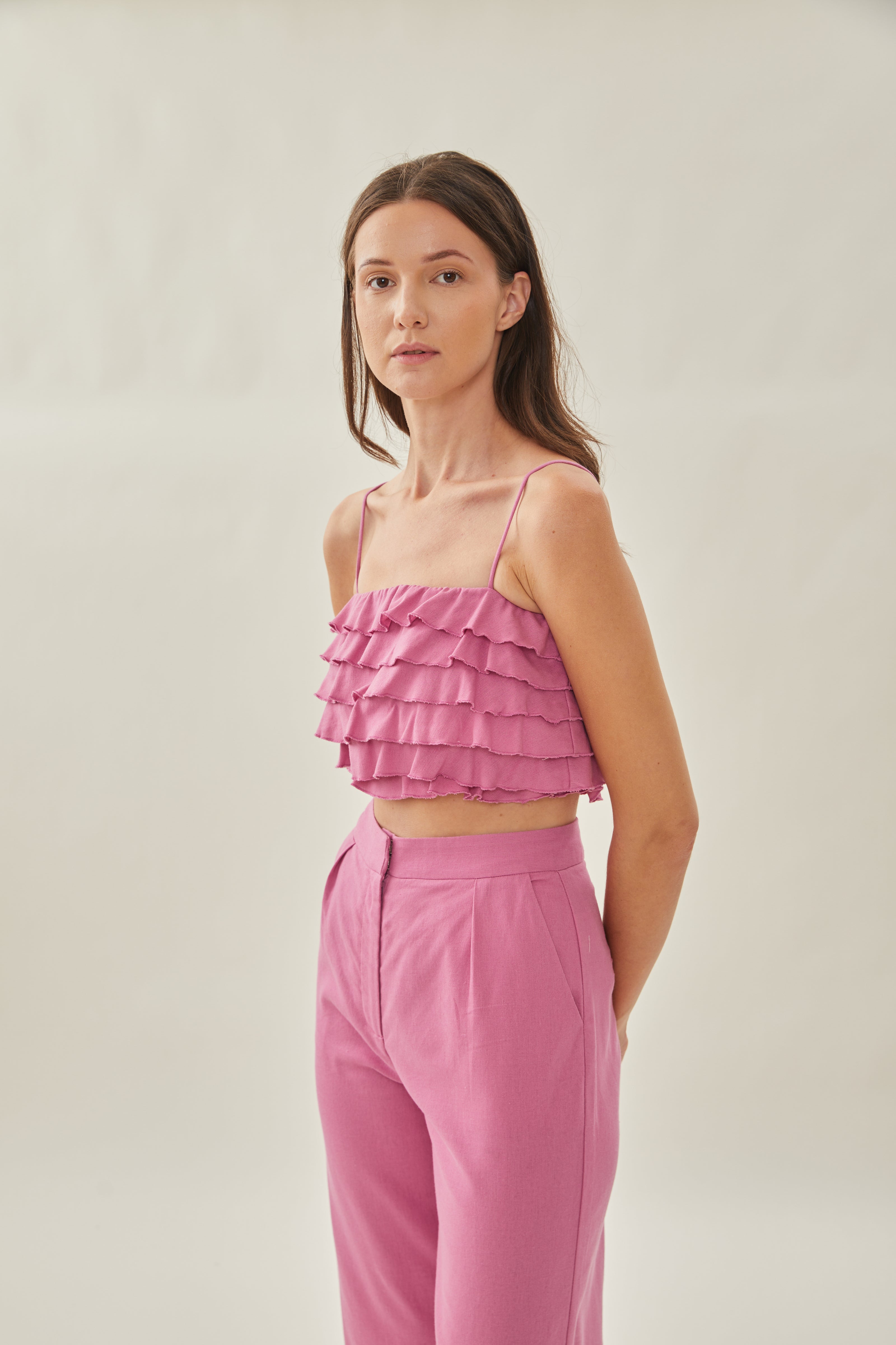 Tiered Frill Top in Hibiscus