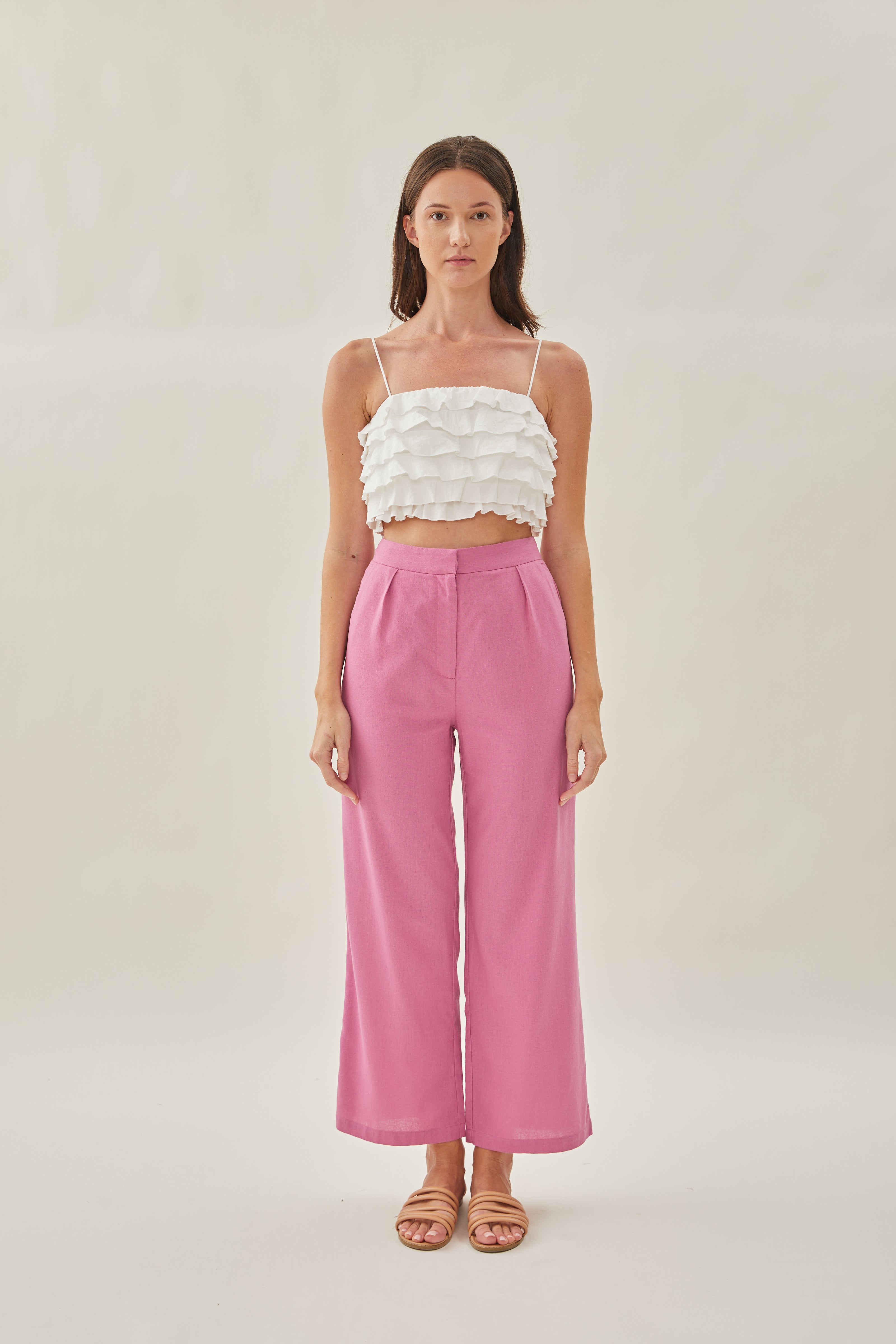 Wide Legged Trousers in Hibiscus