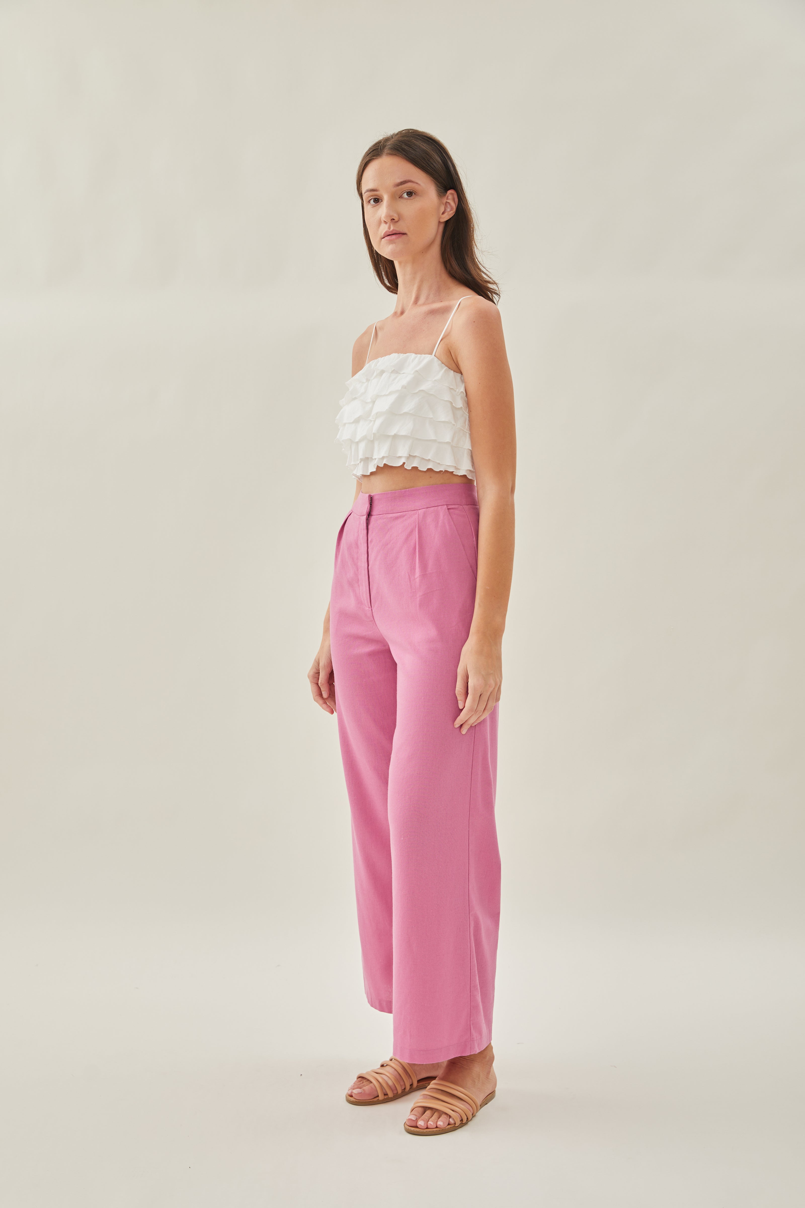 Wide Legged Trousers in Hibiscus