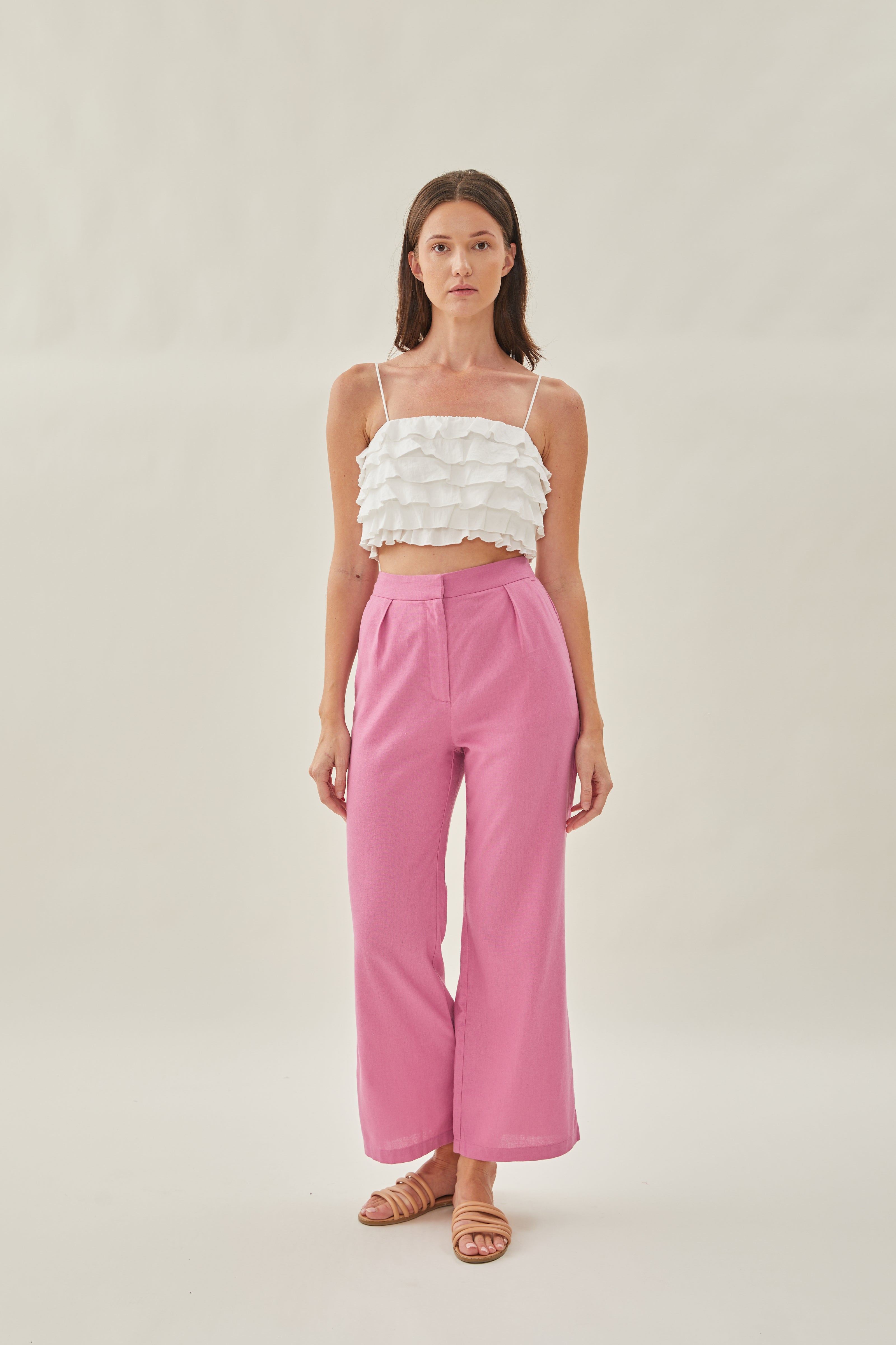 Wide Legged Trousers in Hibiscus