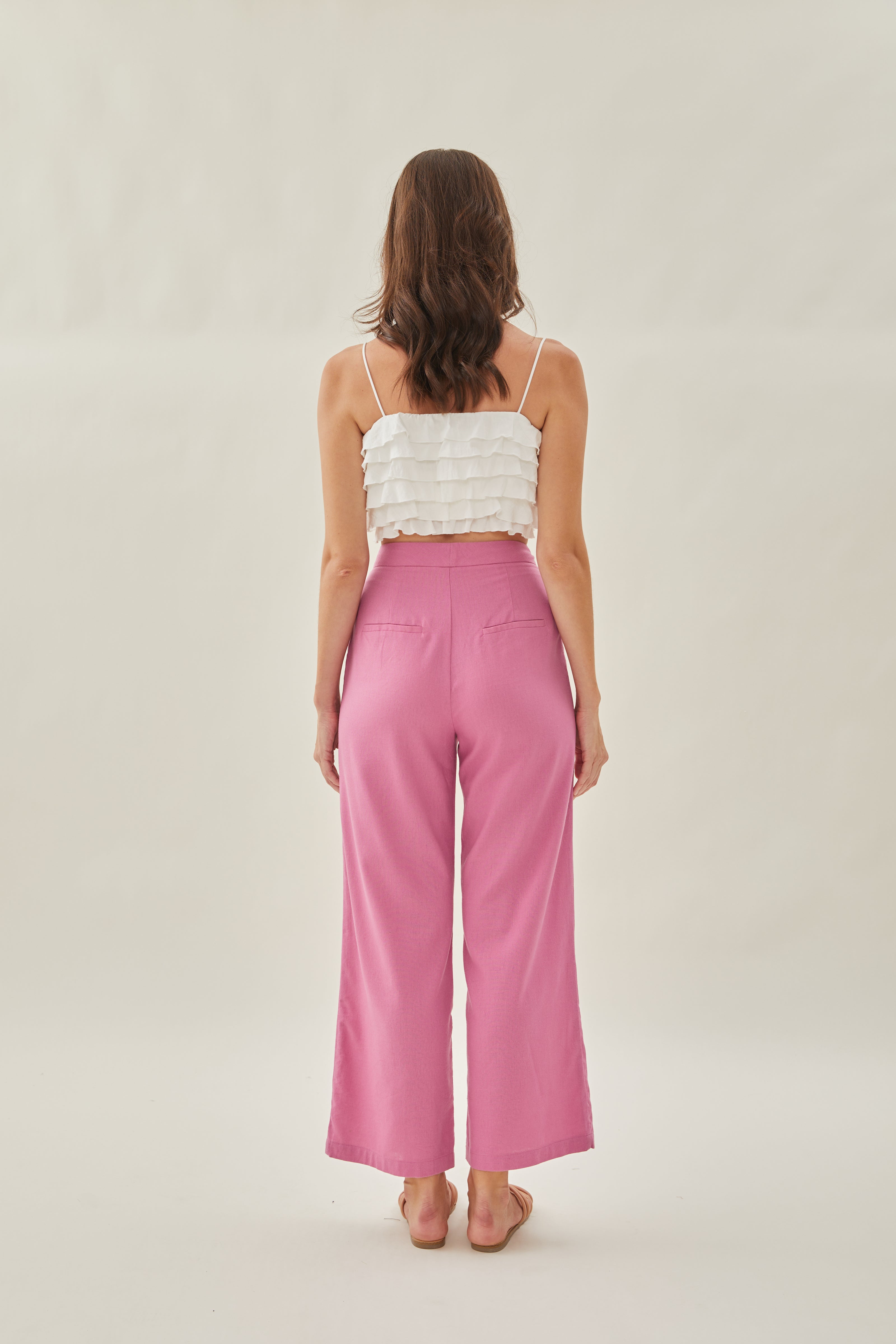 Wide Legged Trousers in Hibiscus