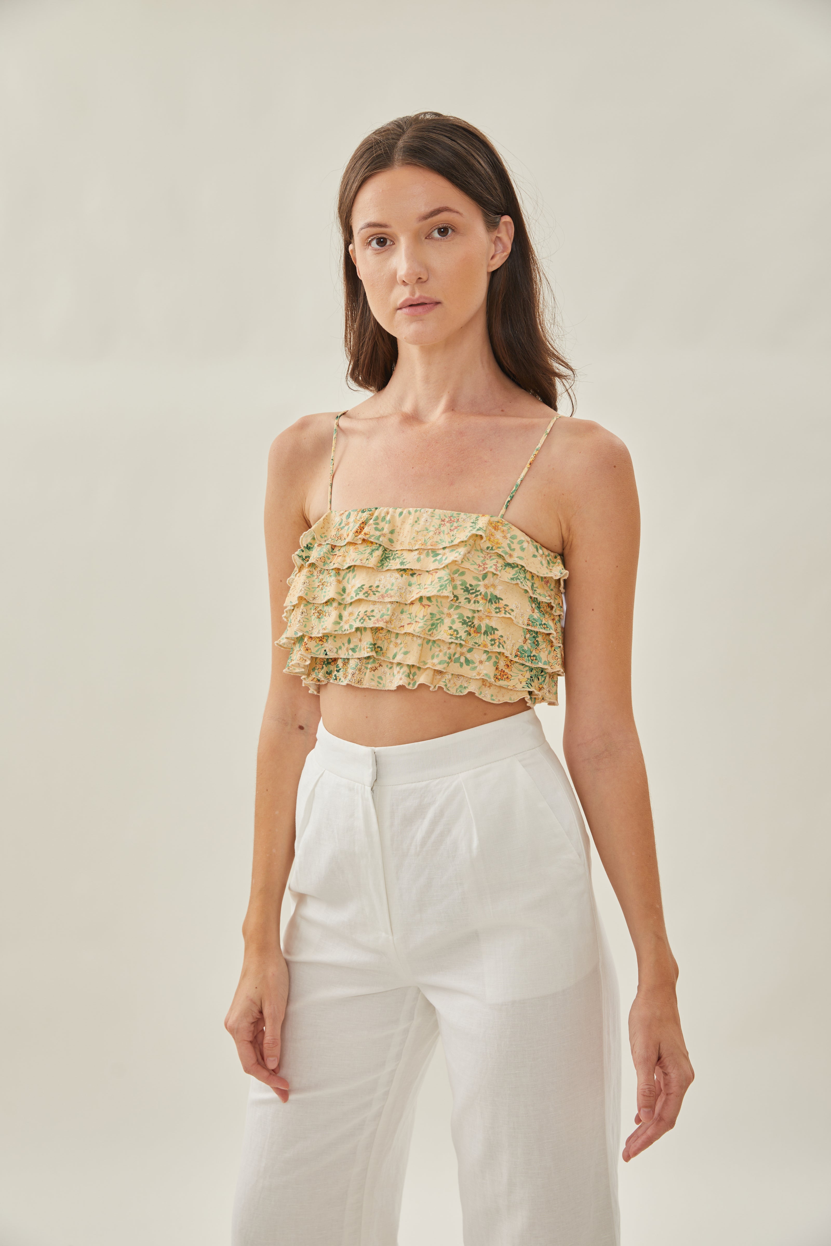 Tiered Frill Top in Canary