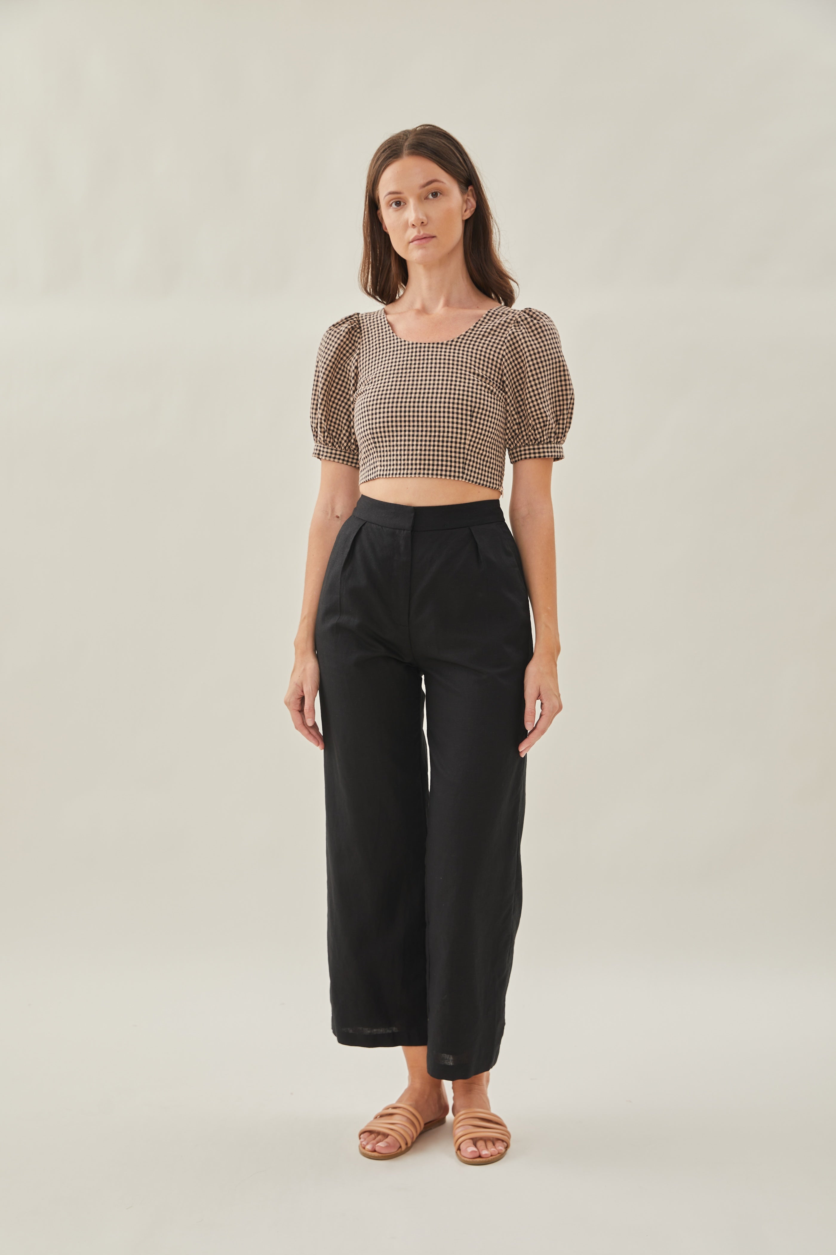 Cropped Puffed Sleeved Top in Fall