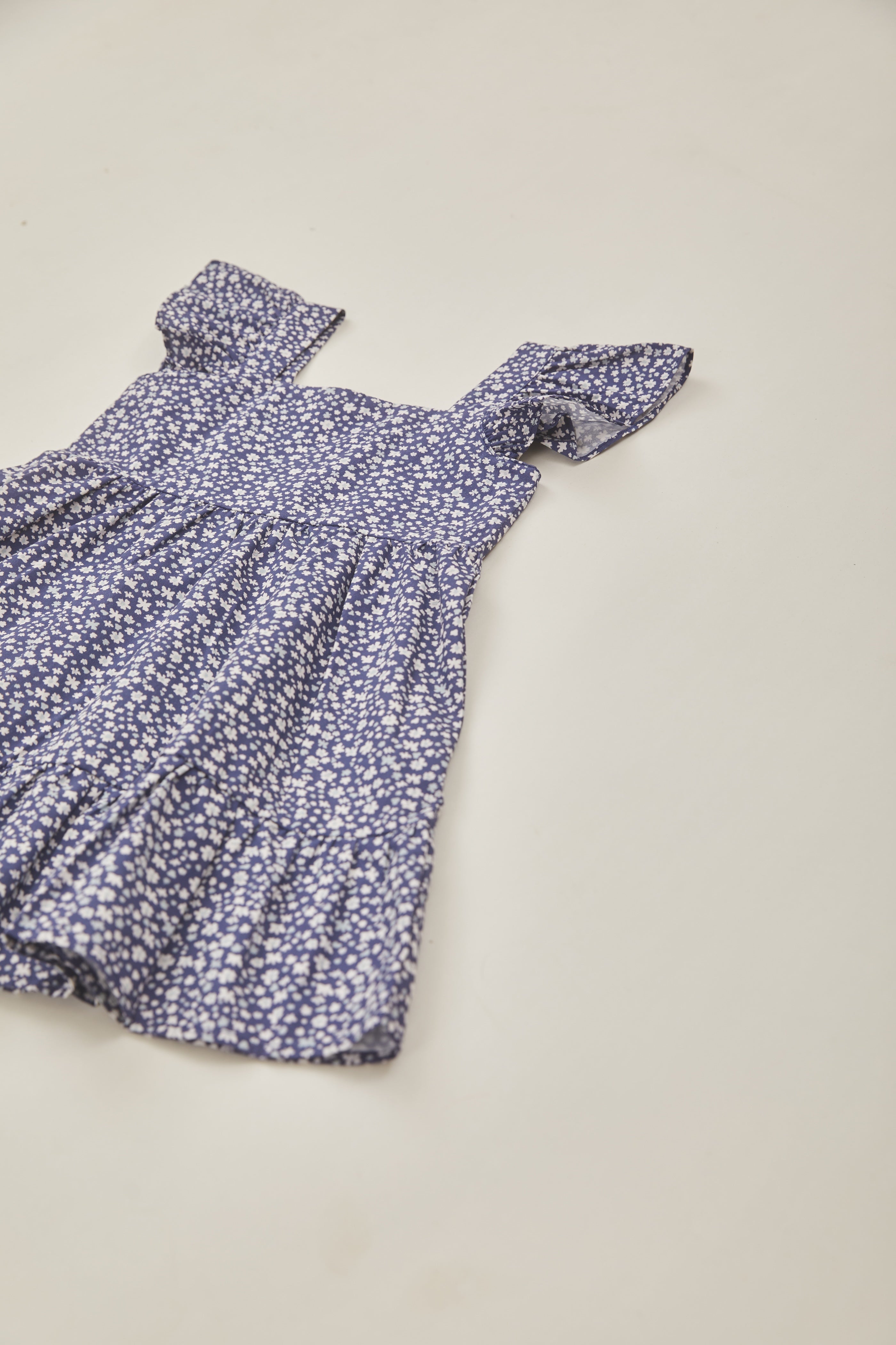 Mini Frilled Sleeve Tiered Dress in Moonlight Bloom