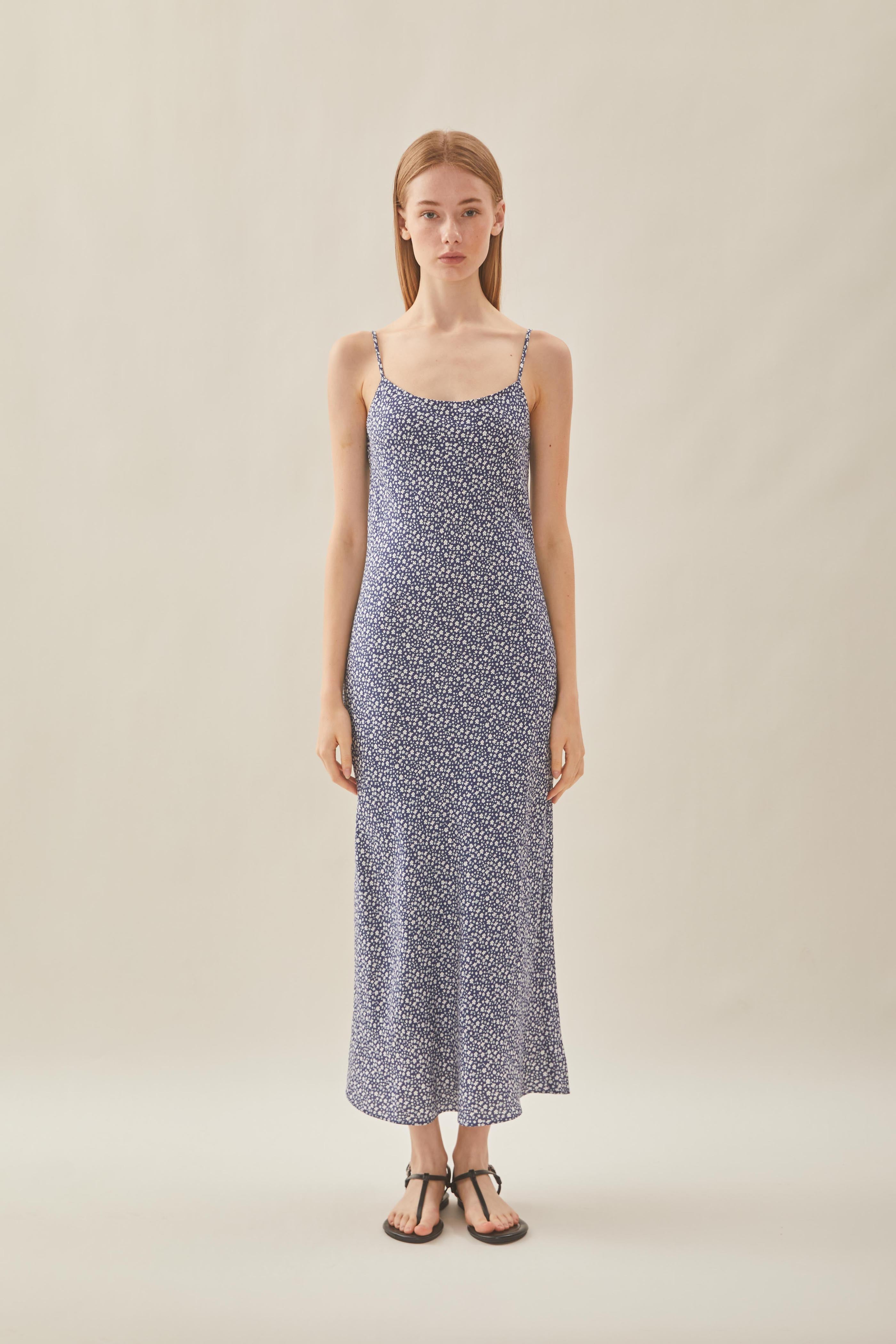 Classic Linen Cami Dress in Moonlight Bloom