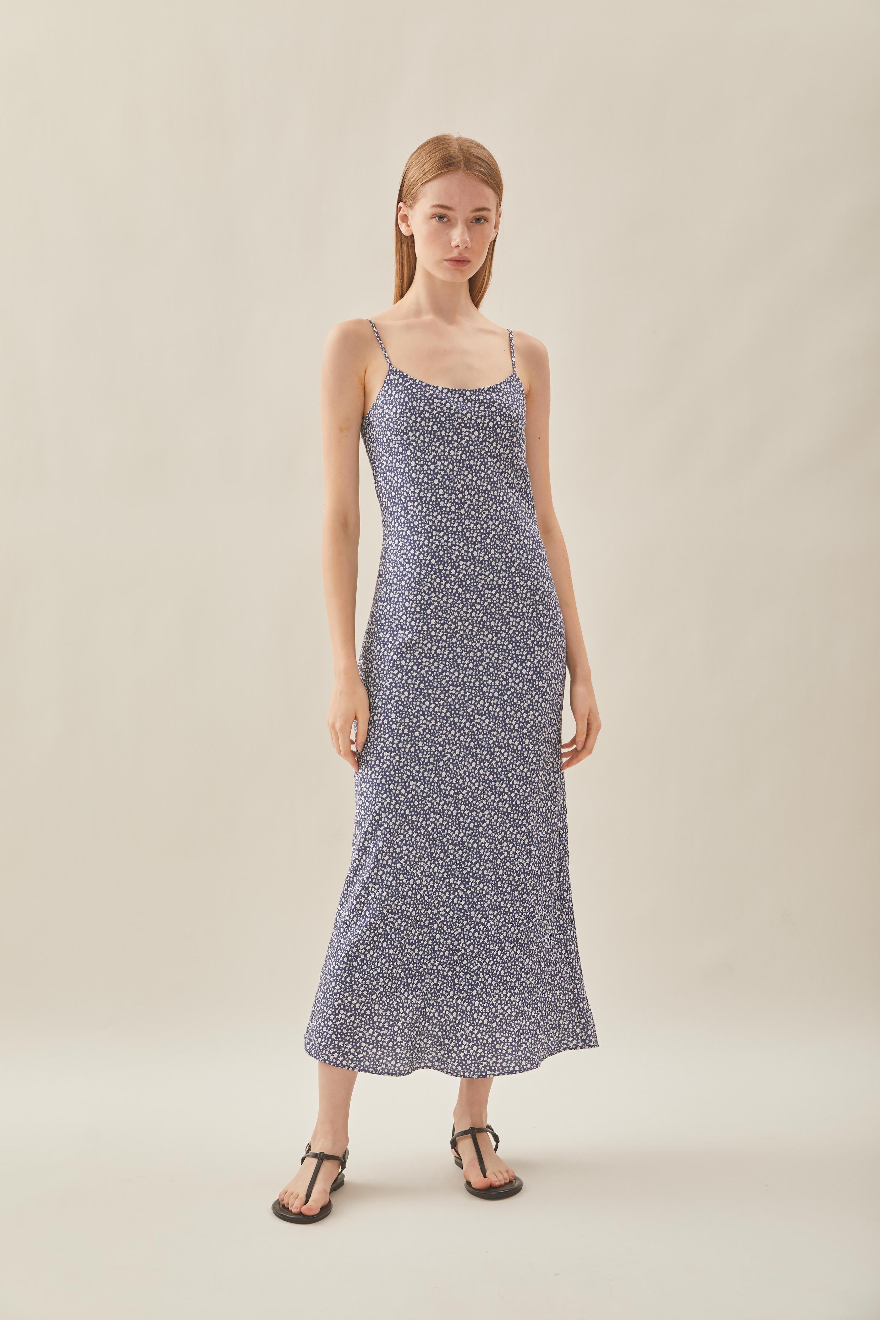 Classic Linen Cami Dress in Moonlight Bloom