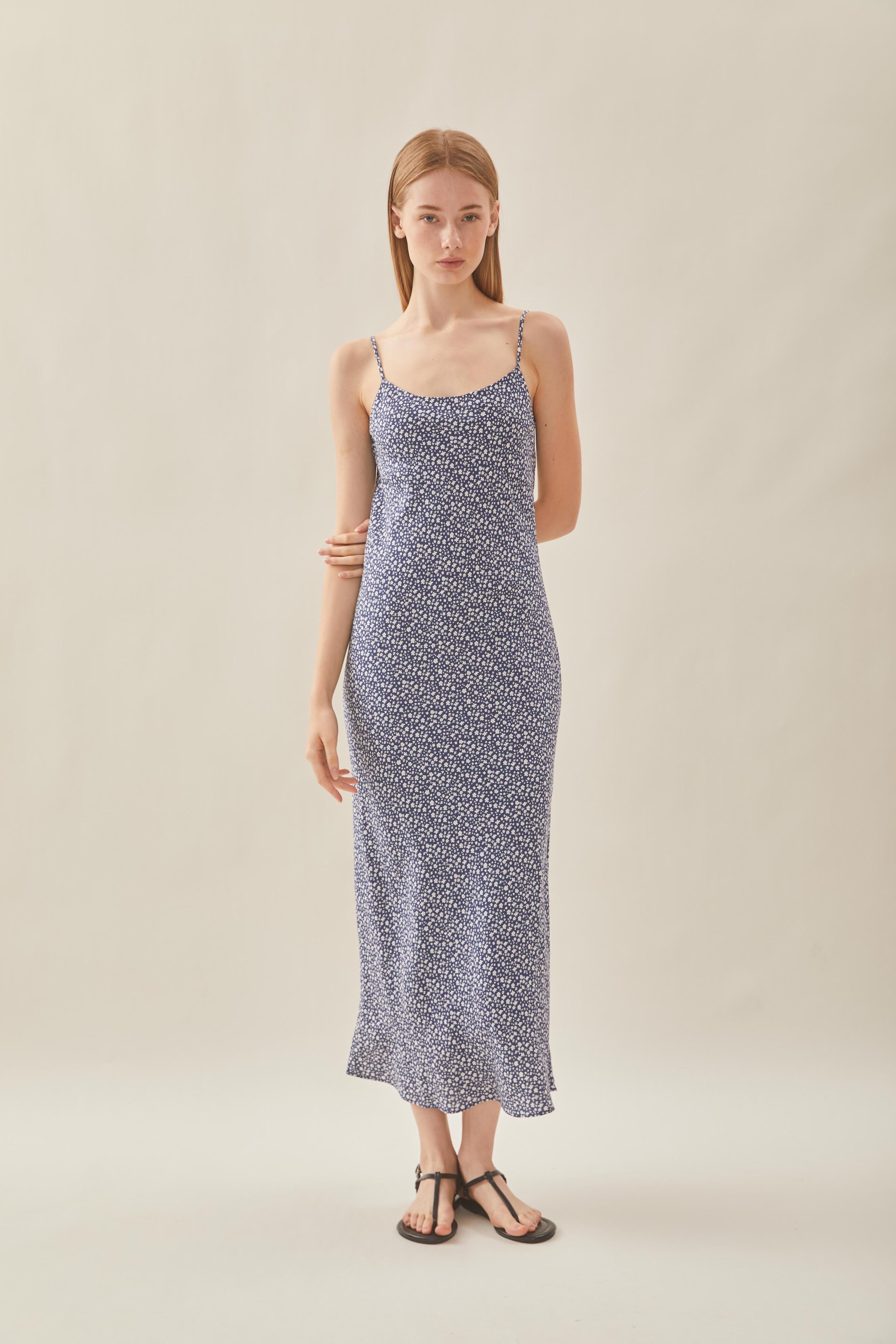 Classic Linen Cami Dress in Moonlight Bloom