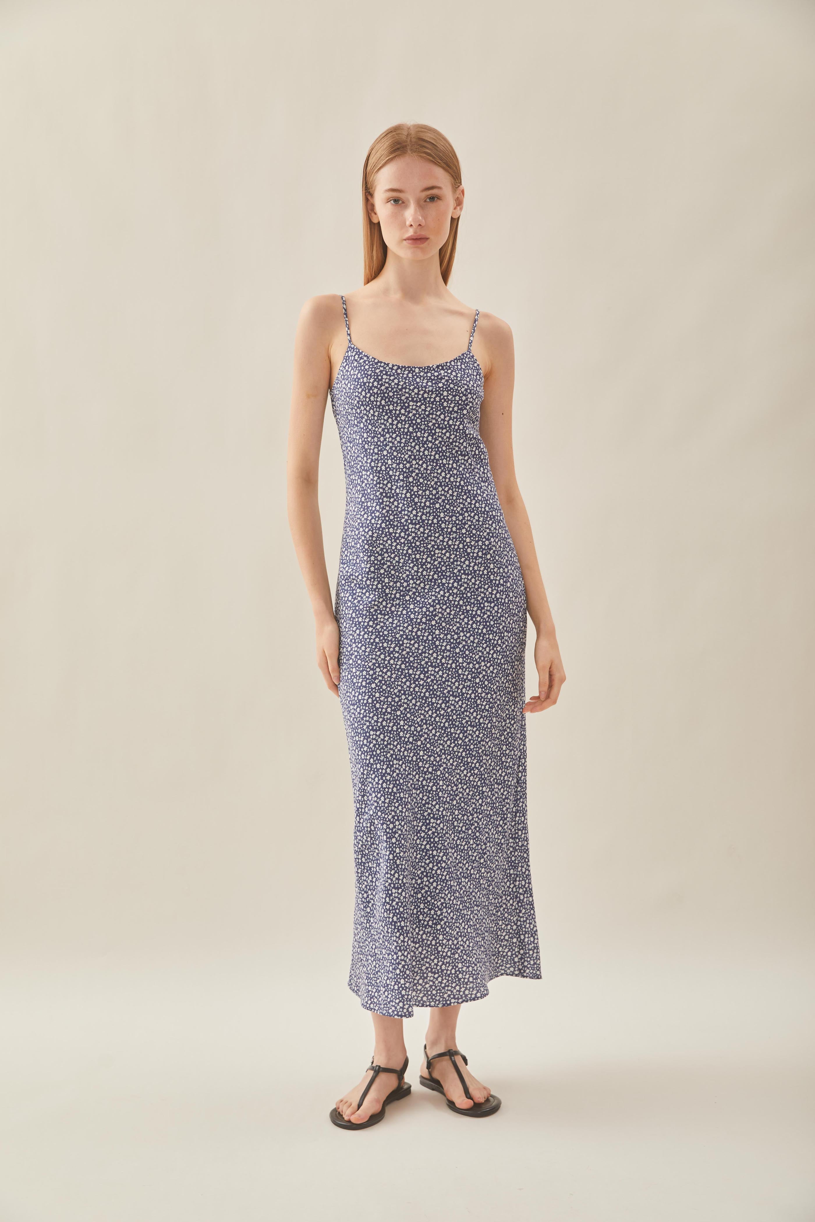 Classic Linen Cami Dress in Moonlight Bloom