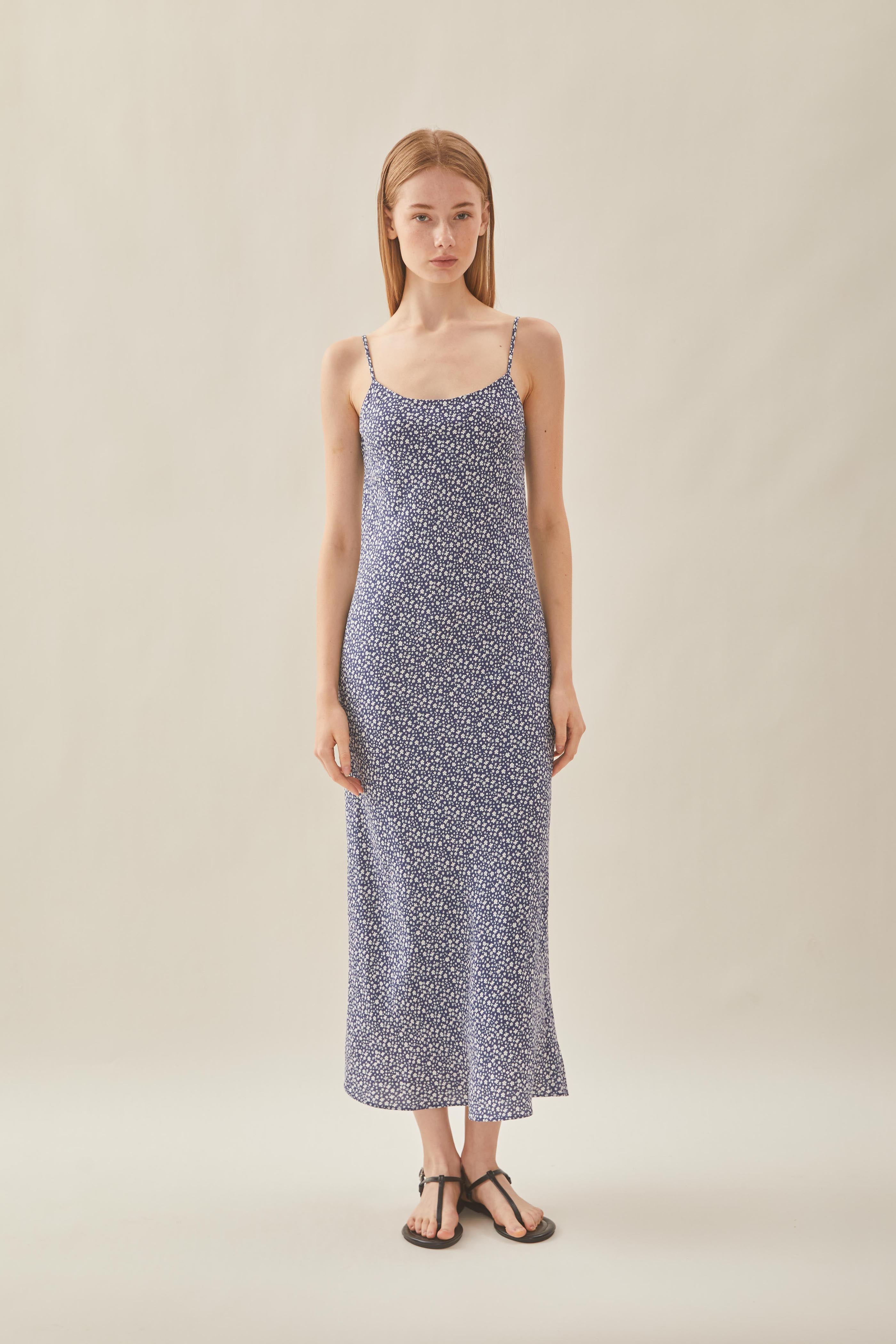 Classic Linen Cami Dress in Moonlight Bloom