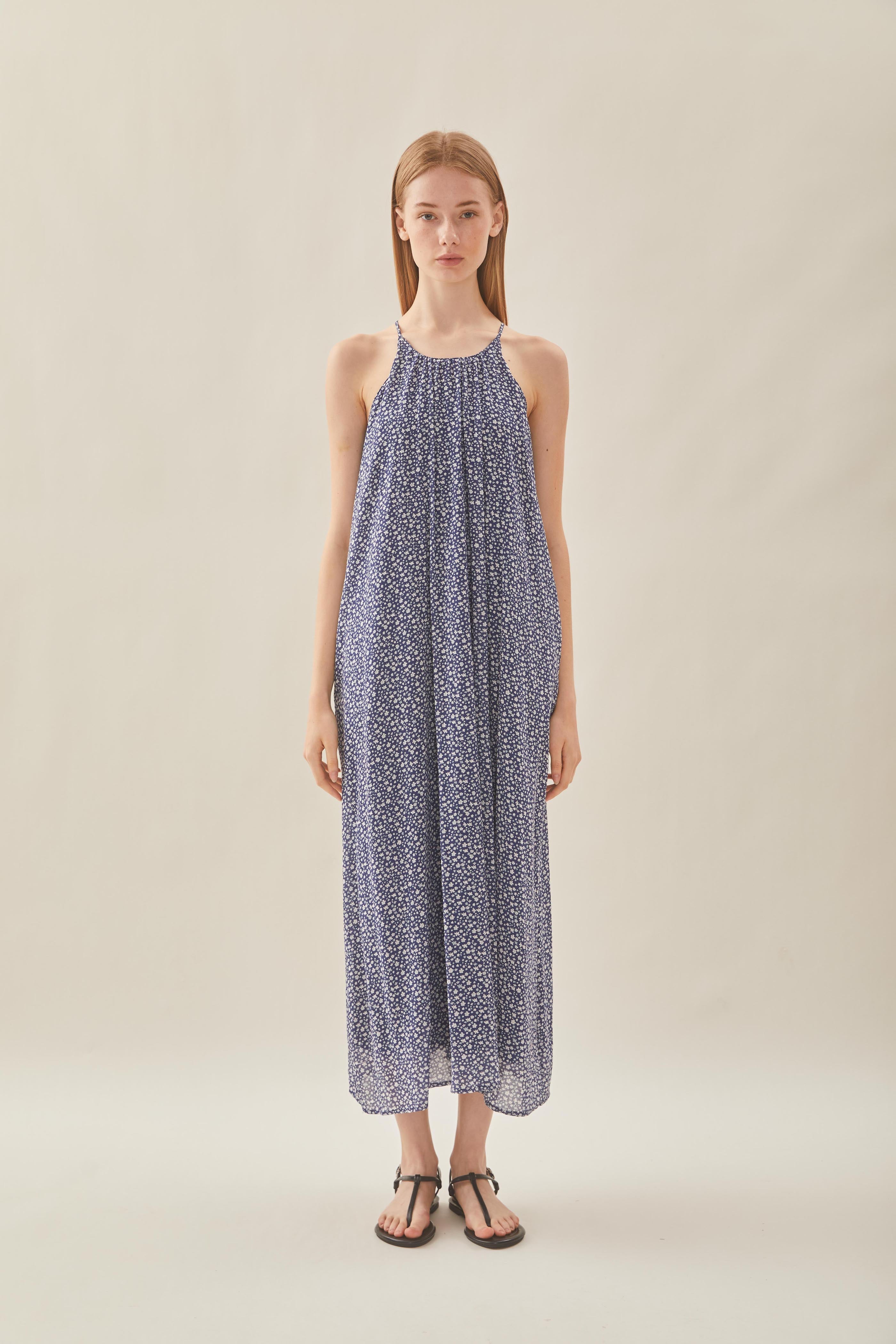 Halter Midi Dress in Moonlight Bloom