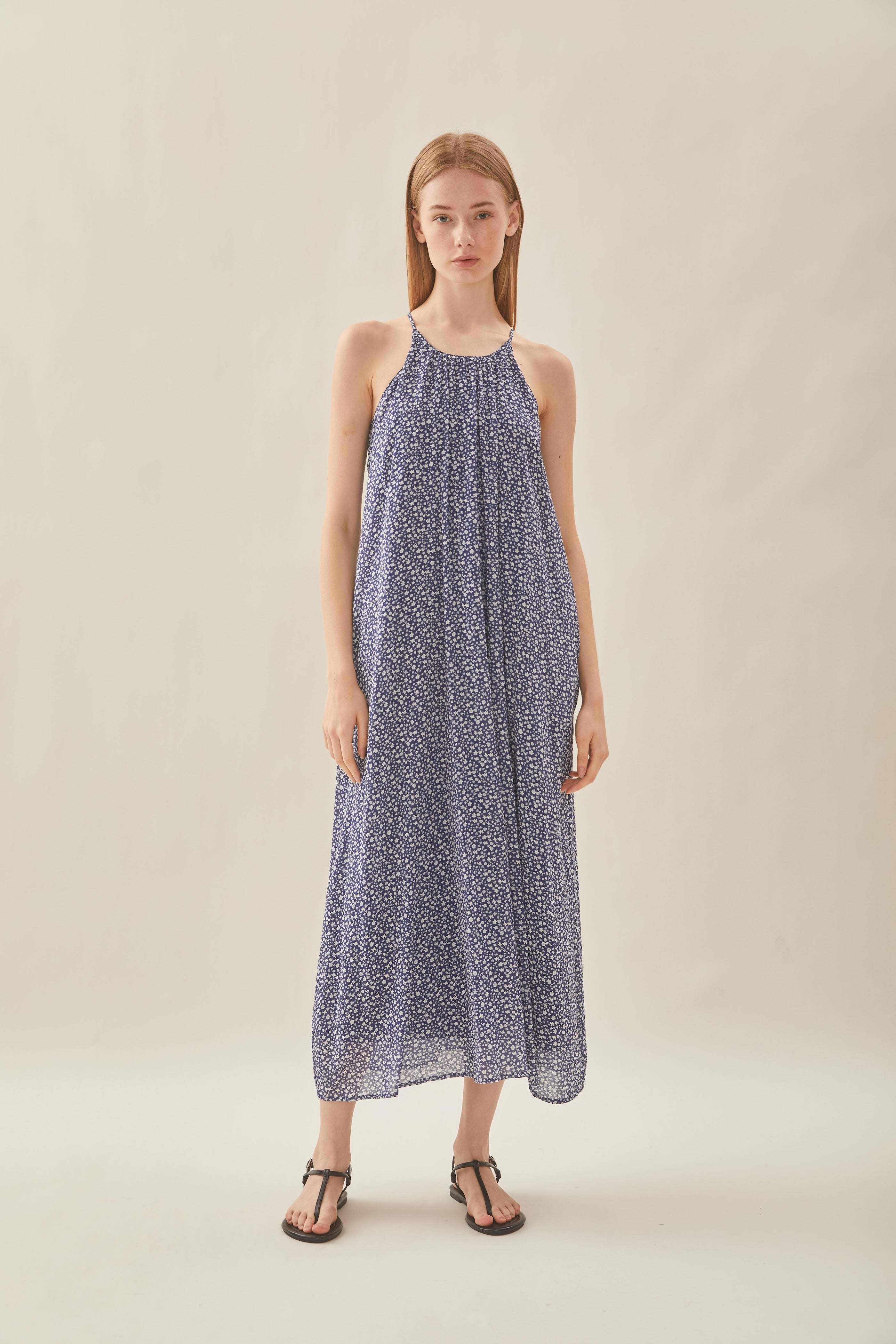Halter Midi Dress in Moonlight Bloom