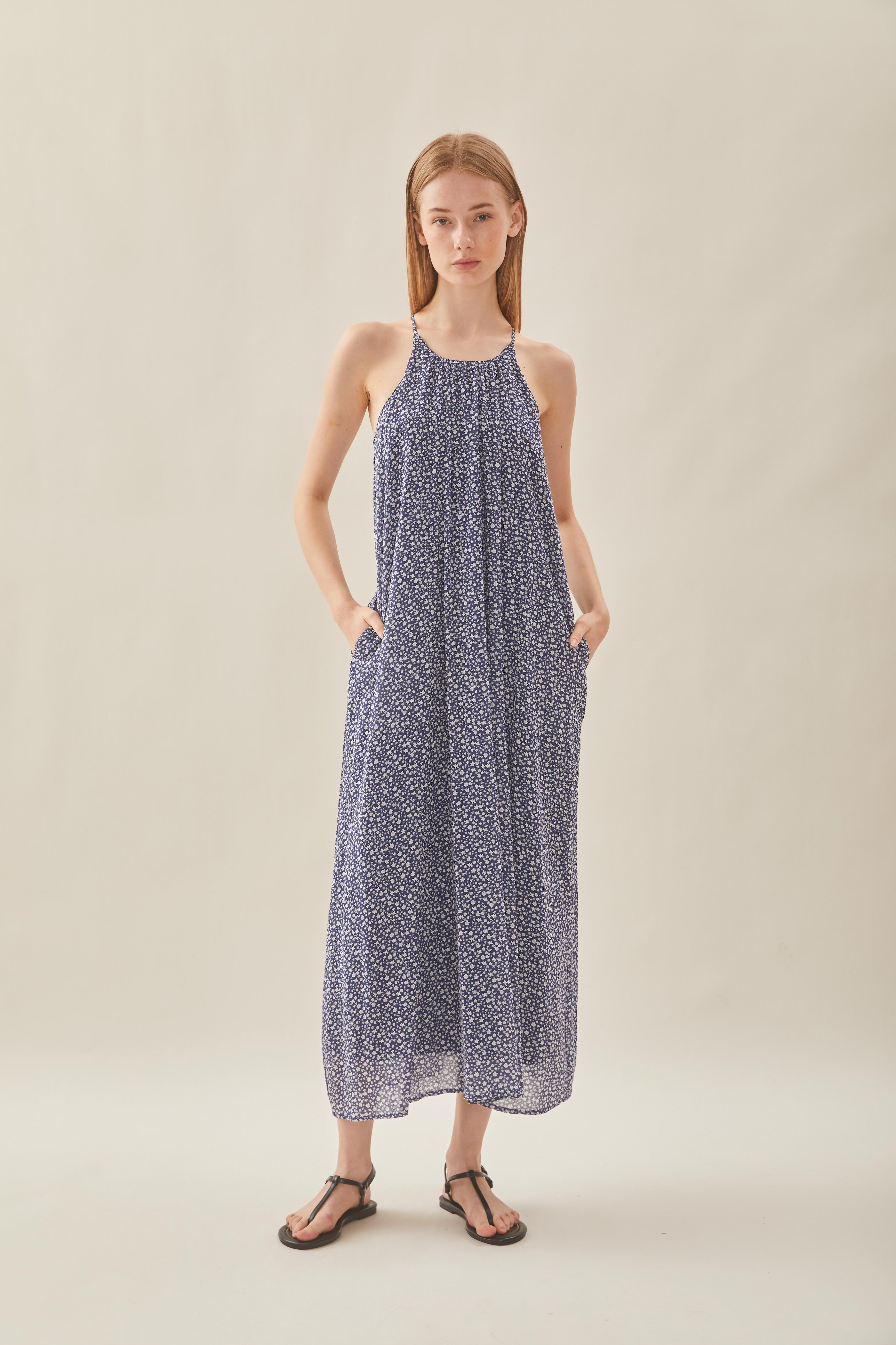 Halter Midi Dress in Moonlight Bloom