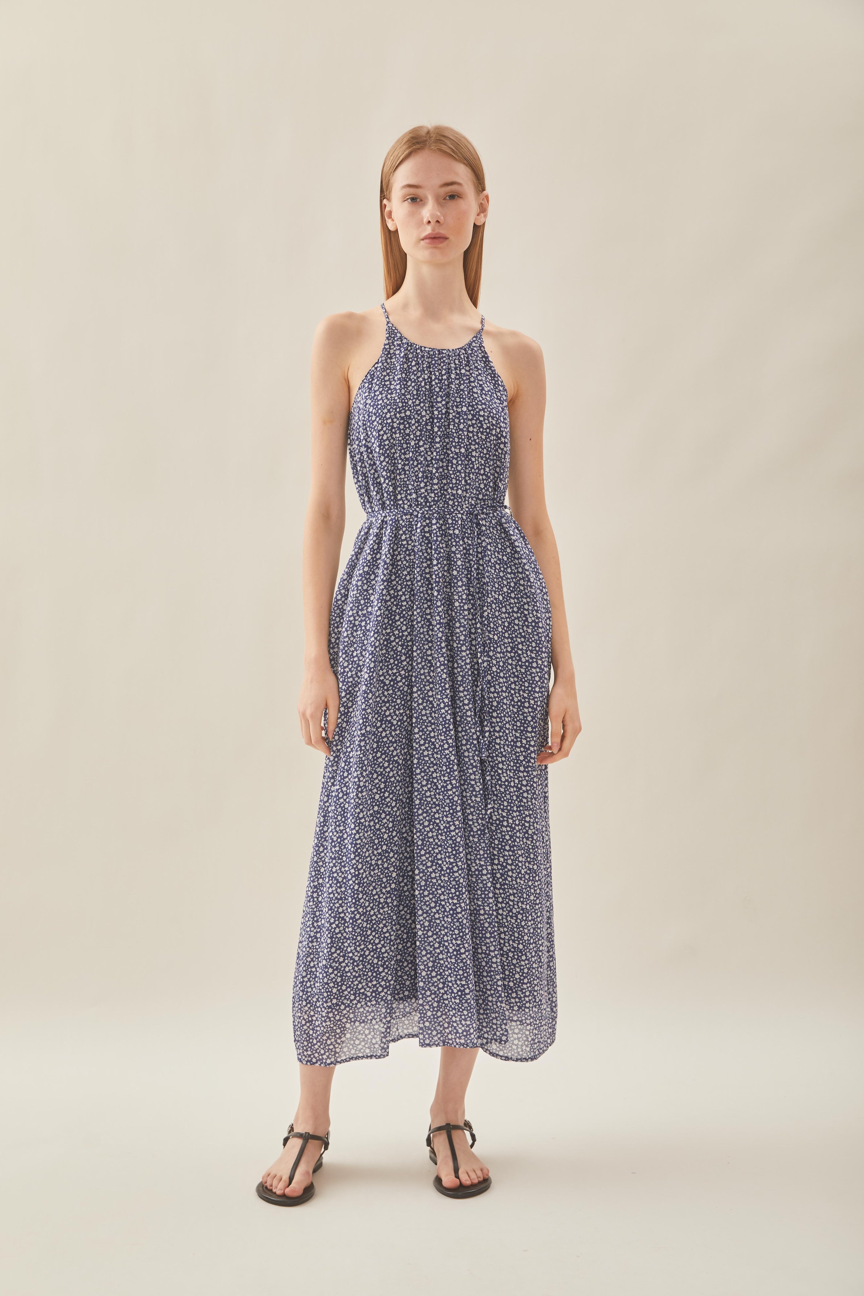 Halter Midi Dress in Moonlight Bloom