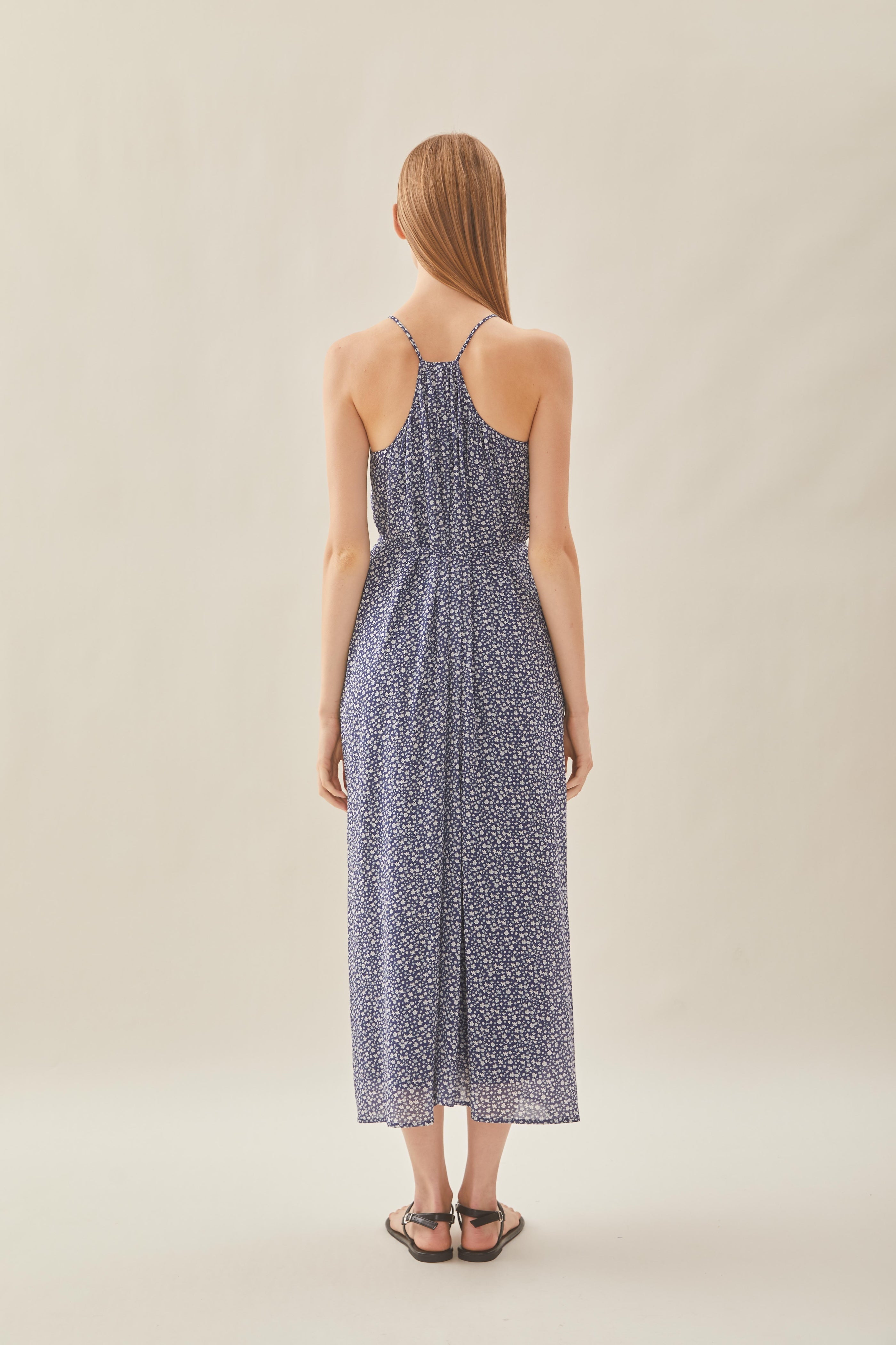 Halter Midi Dress in Moonlight Bloom