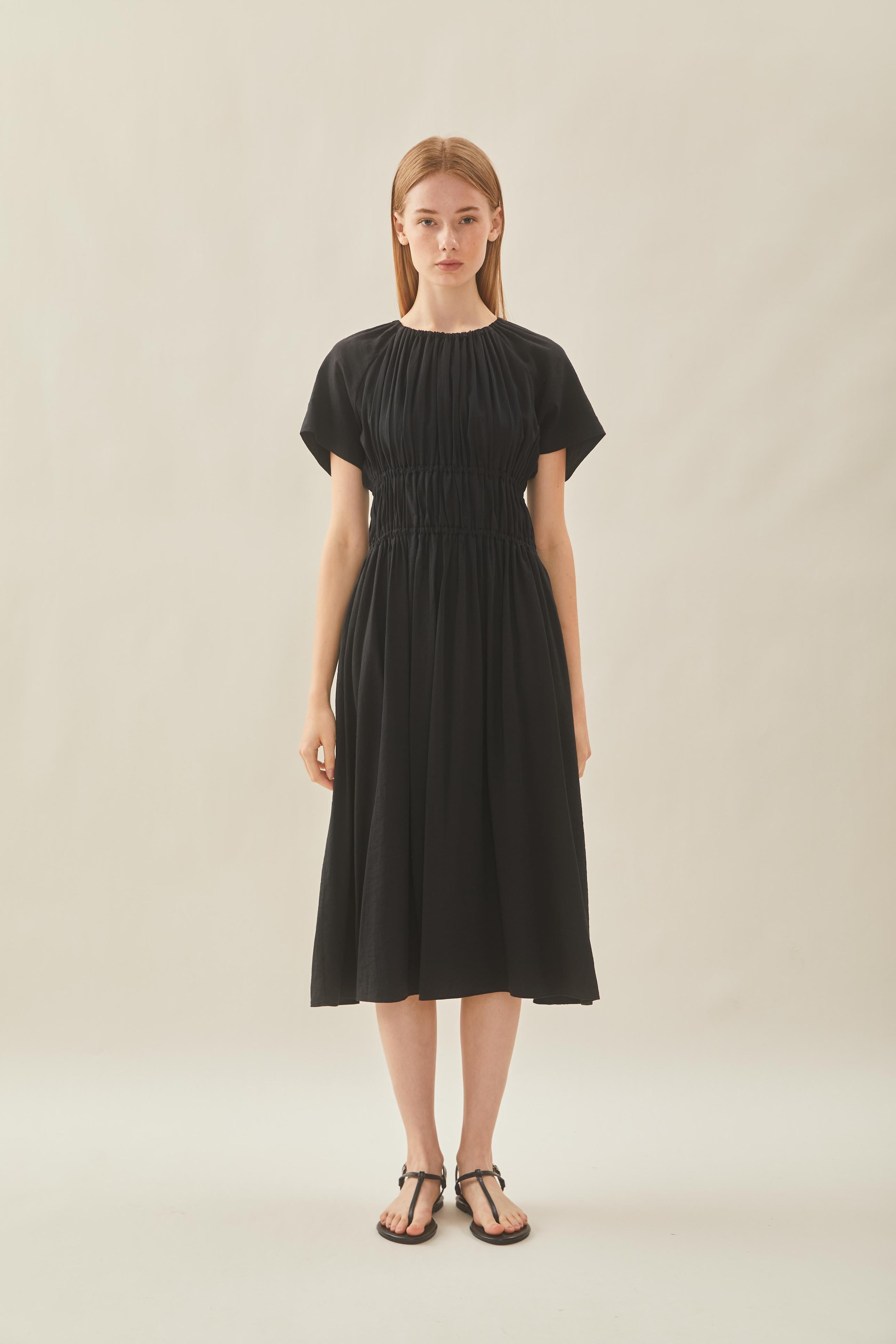 Ruched Waist Dress in Black